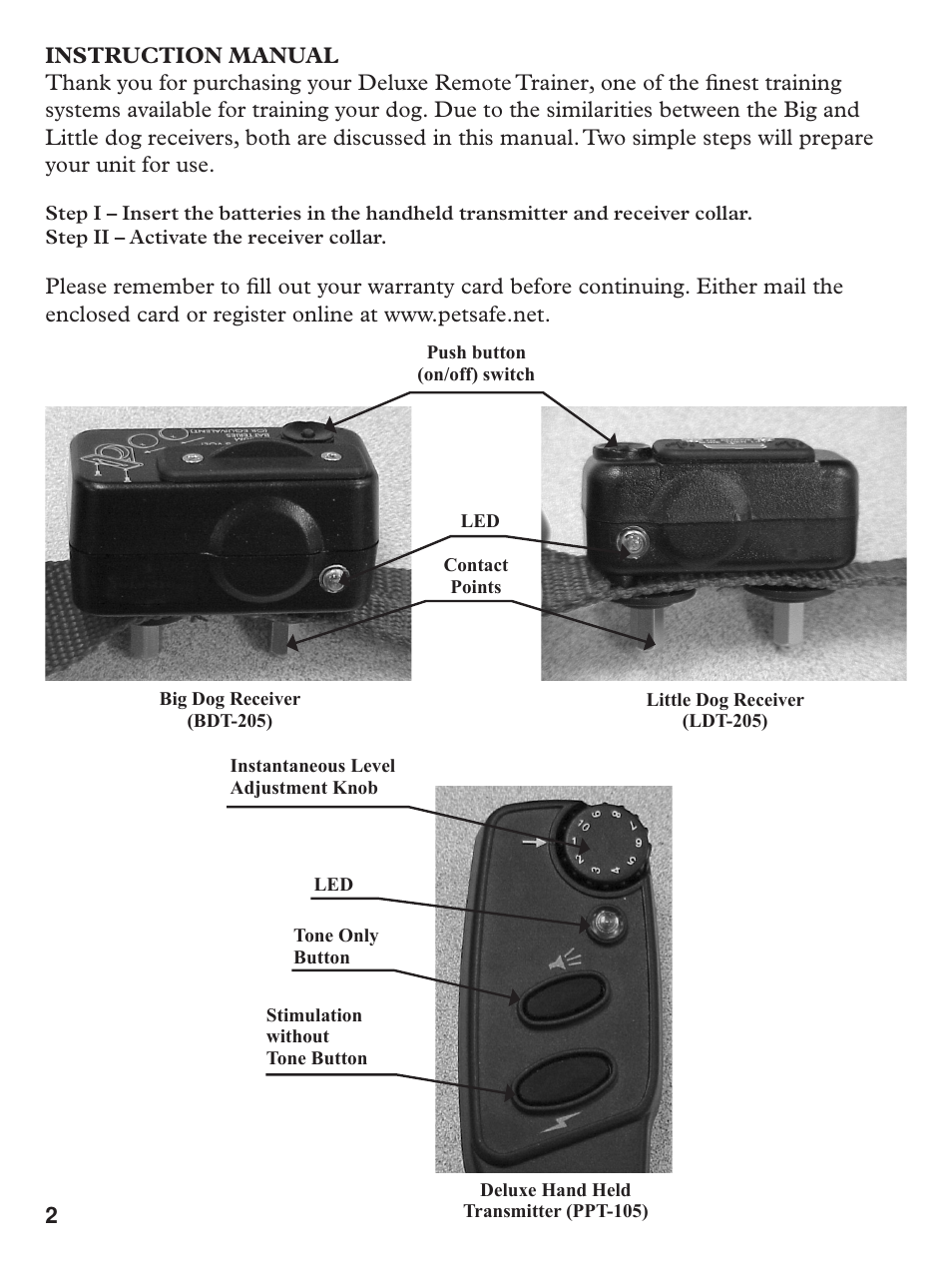 Petsafe Deluxe Big Dog Remote Trainer User Manual | Page 2 / 8
