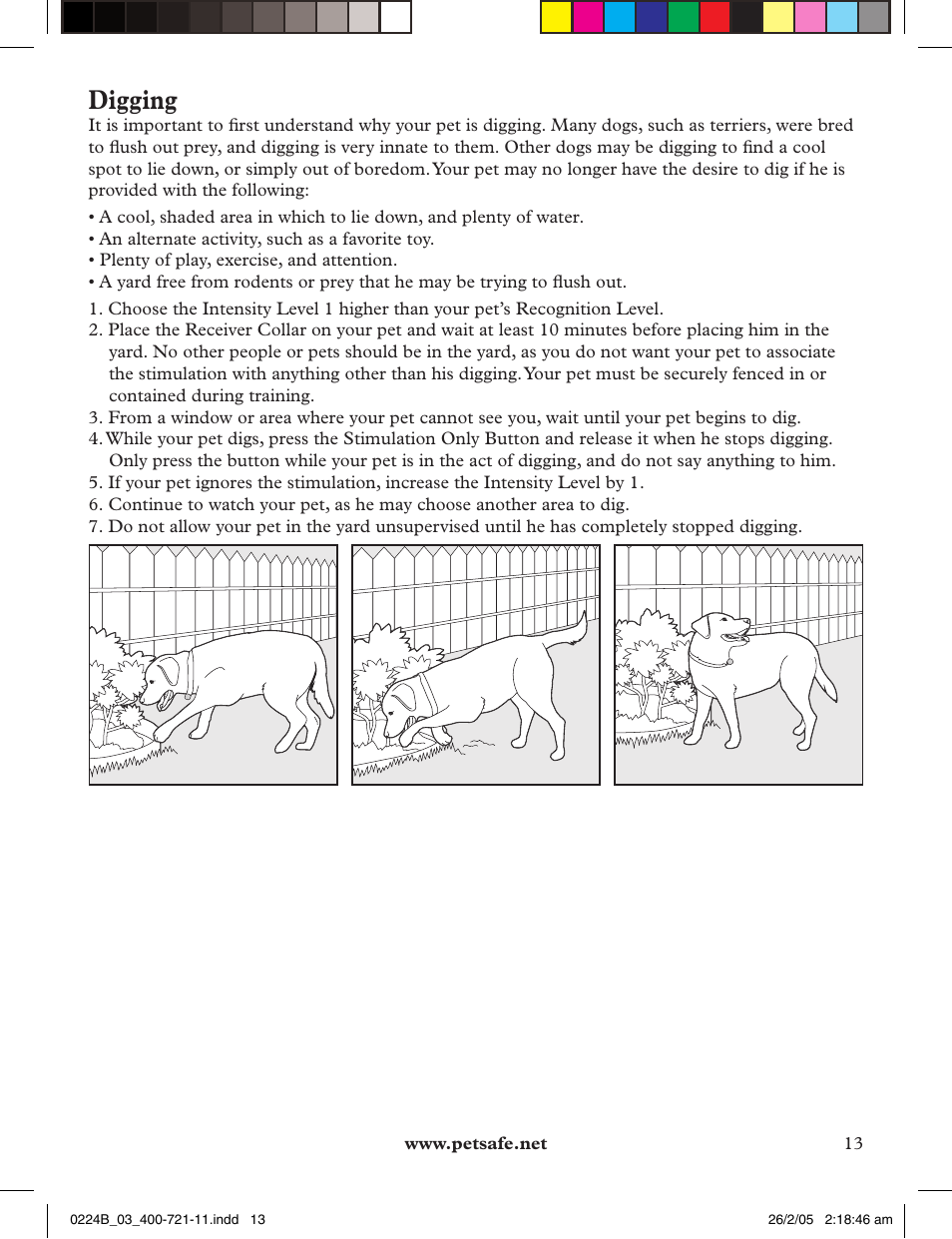 Digging | Petsafe Deluxe Big Dog Remote Trainer User Manual | Page 13 / 56