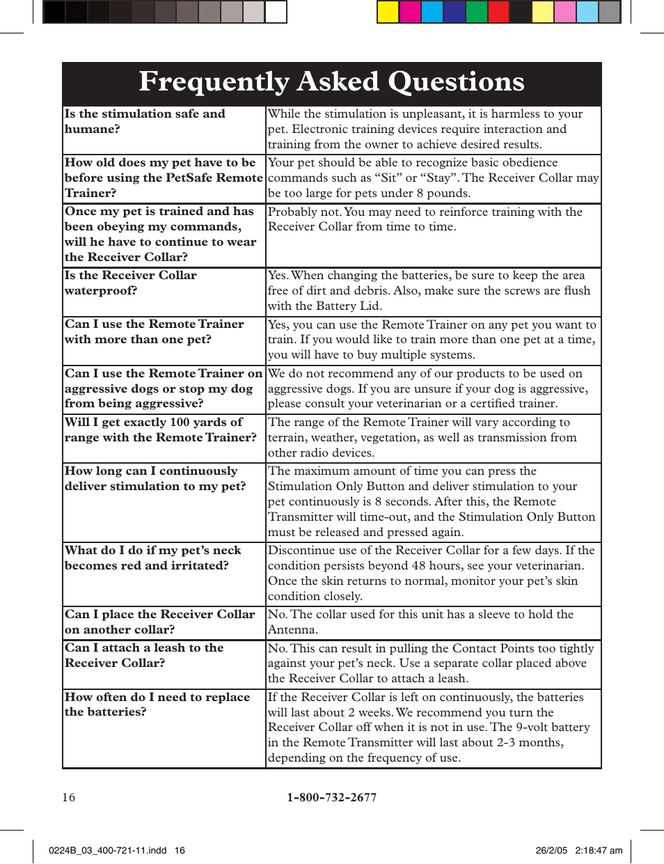 Frequently asked questions | Petsafe Deluxe Big Dog Remote Trainer User Manual | Page 16 / 56