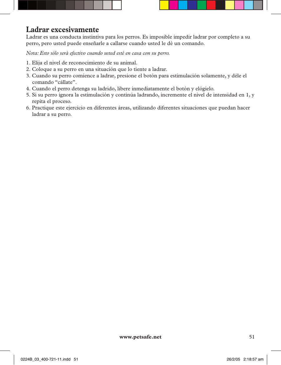 Ladrar excesivamente | Petsafe Deluxe Big Dog Remote Trainer User Manual | Page 51 / 56
