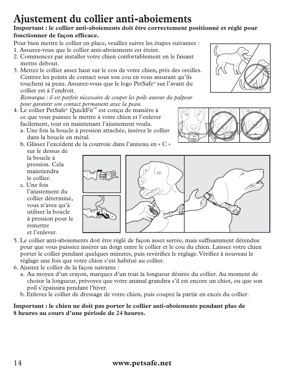 Ajustement du collier anti-aboiements | Petsafe Deluxe Big Dog Spray Bark Control Collar User Manual | Page 14 / 56