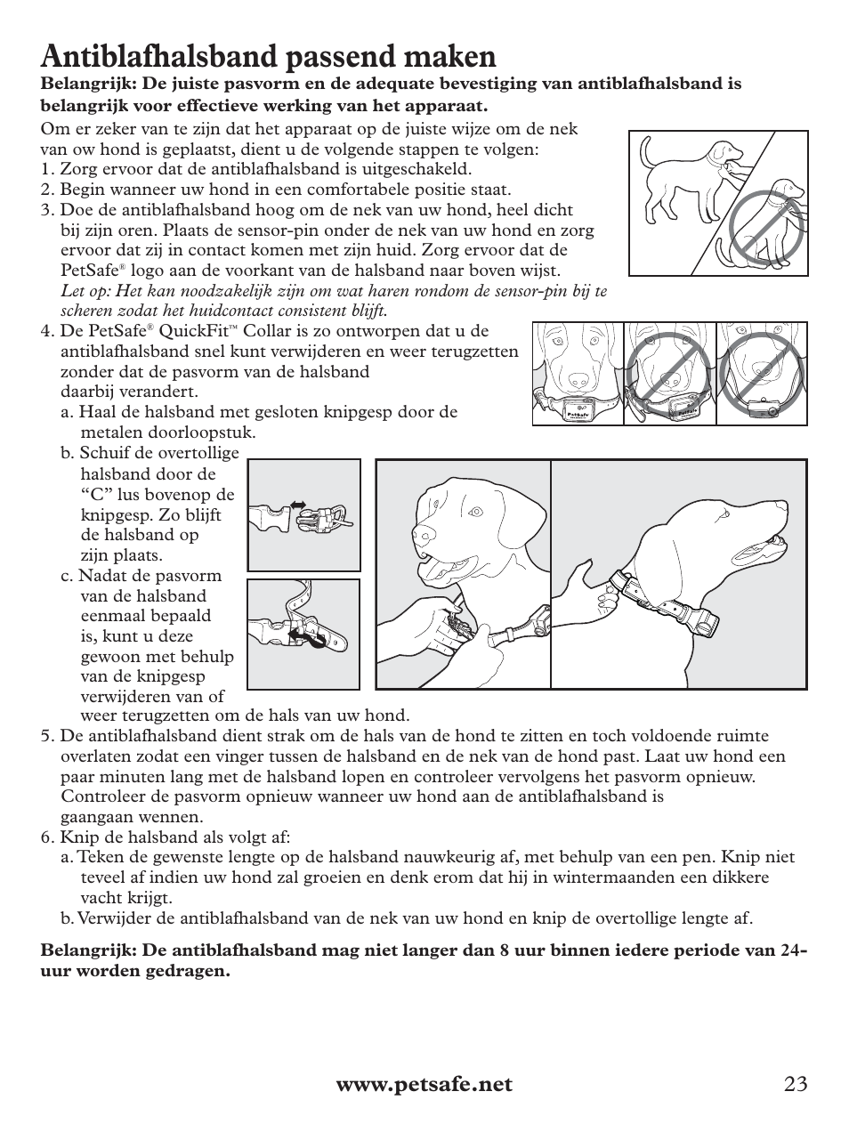 Antiblafhalsband passend maken | Petsafe Deluxe Big Dog Spray Bark Control Collar User Manual | Page 23 / 56