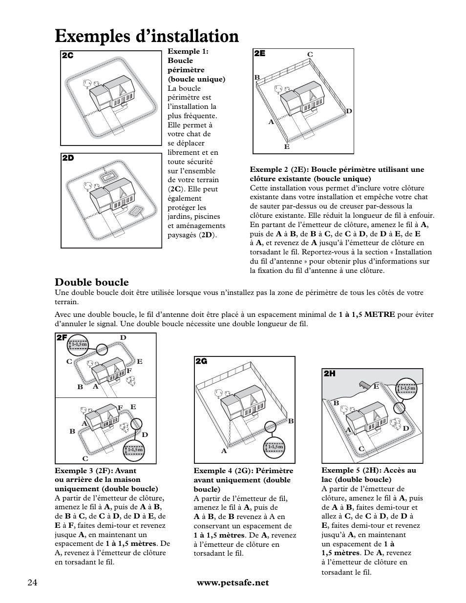 Exemples d’installation, Double boucle | Petsafe Deluxe In-Ground Cat Fence™ User Manual | Page 24 / 112