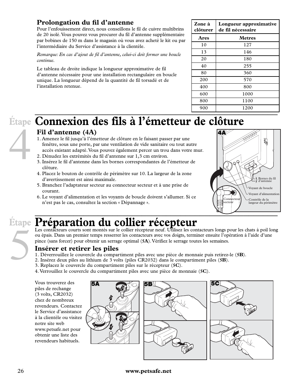 Connexion des fils à l’émetteur de clôture, Préparation du collier récepteur, Étape | Petsafe Deluxe In-Ground Cat Fence™ User Manual | Page 26 / 112