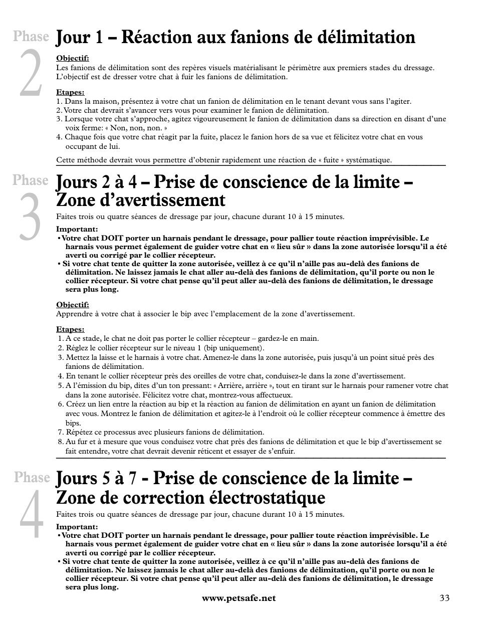 Jour 1 – réaction aux fanions de délimitation | Petsafe Deluxe In-Ground Cat Fence™ User Manual | Page 33 / 112