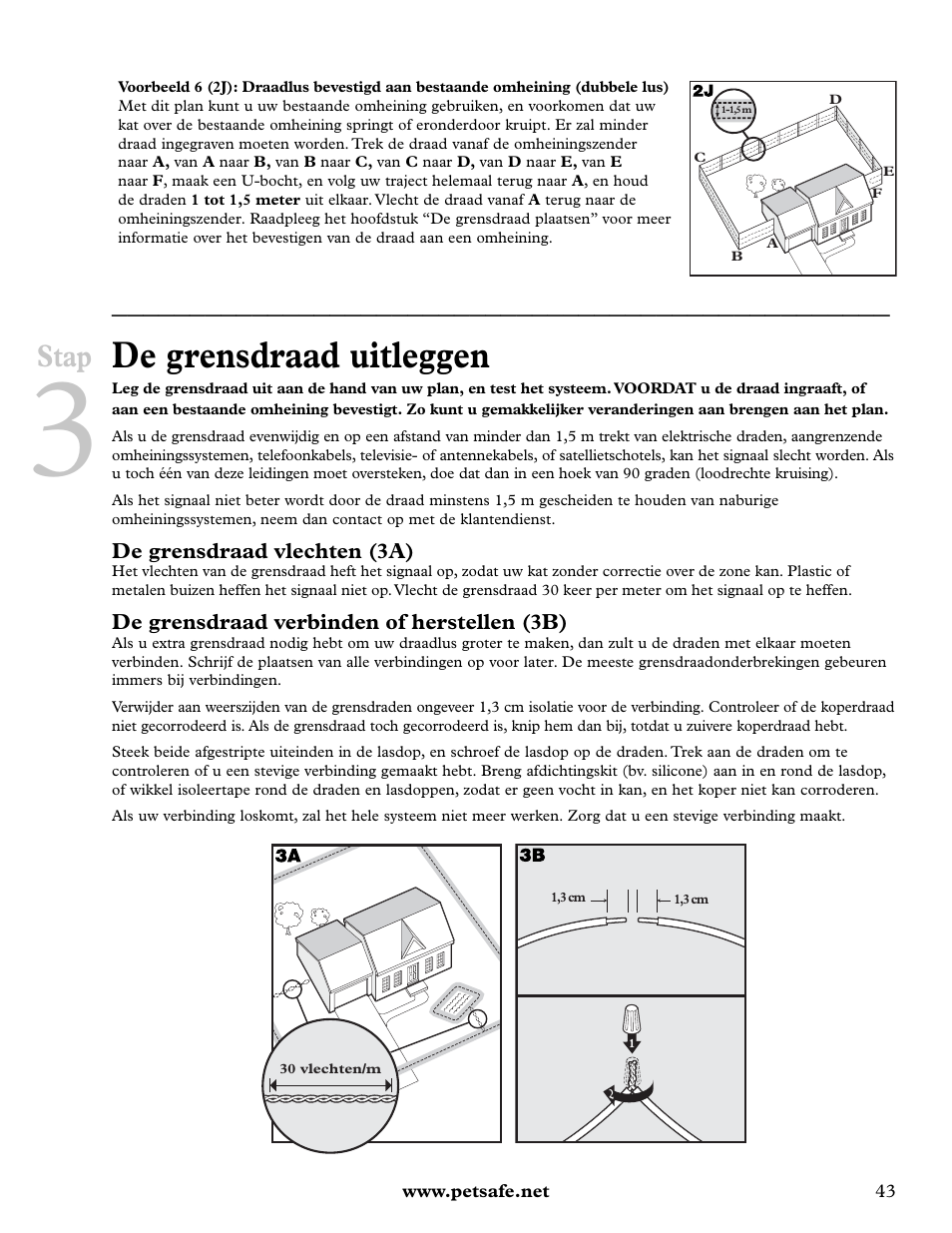 De grensdraad uitleggen, Stap | Petsafe Deluxe In-Ground Cat Fence™ User Manual | Page 43 / 112