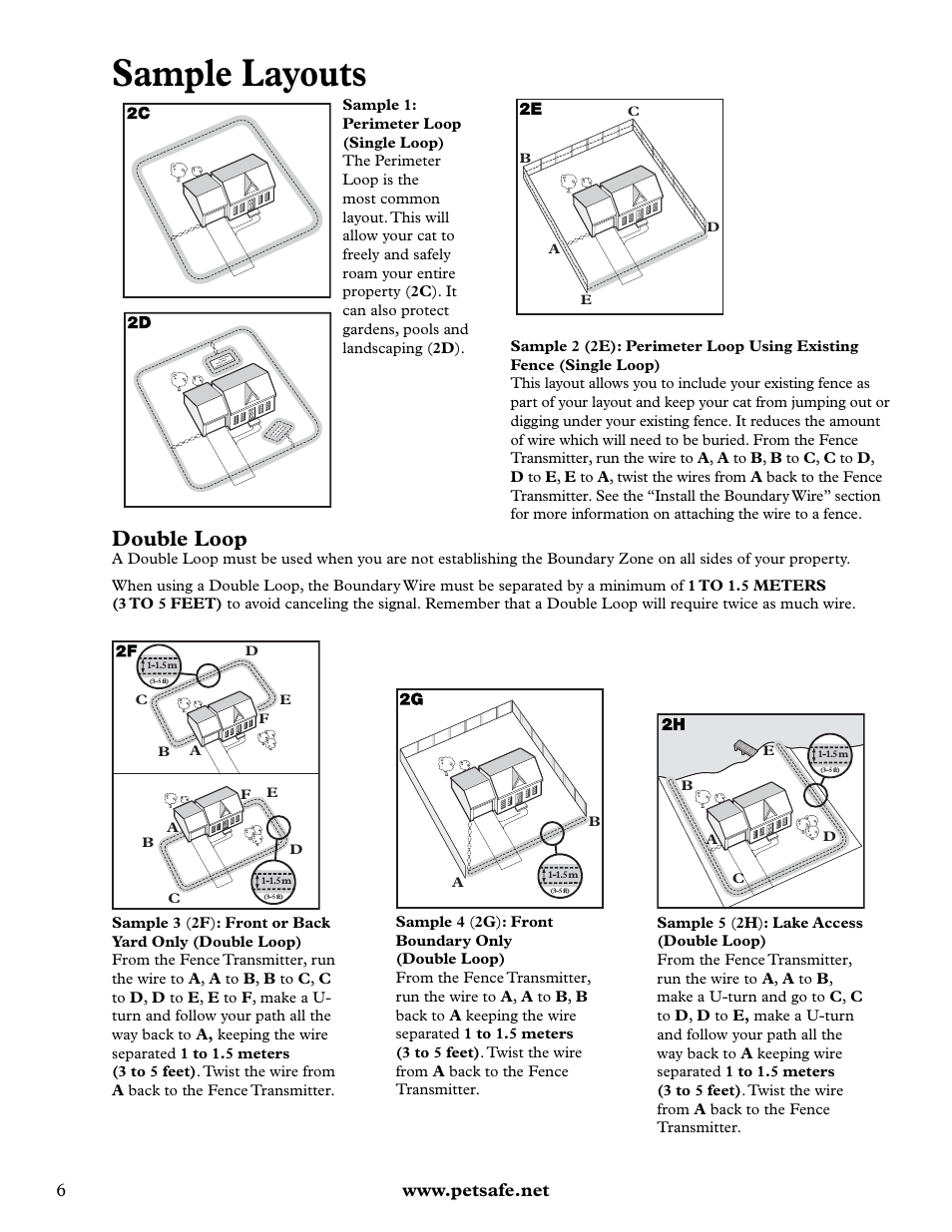 Sample layouts, Double loop | Petsafe Deluxe In-Ground Cat Fence™ User Manual | Page 6 / 112