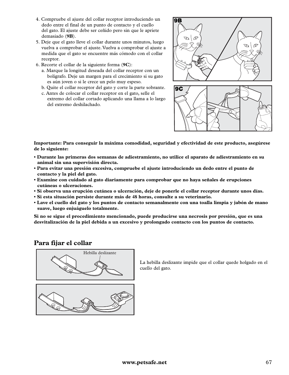 Para fijar el collar | Petsafe Deluxe In-Ground Cat Fence™ User Manual | Page 67 / 112