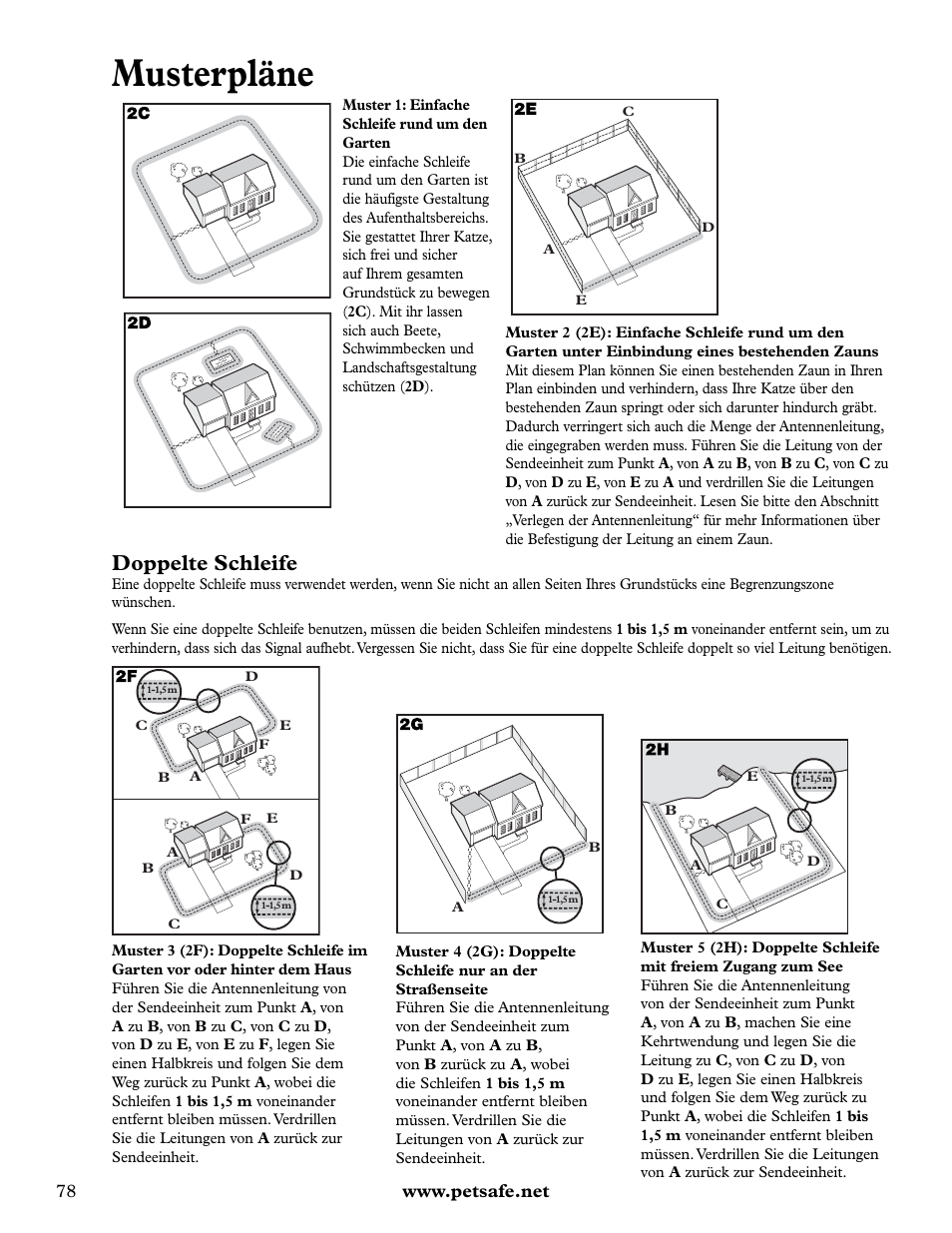Musterpläne, Doppelte schleife | Petsafe Deluxe In-Ground Cat Fence™ User Manual | Page 78 / 112