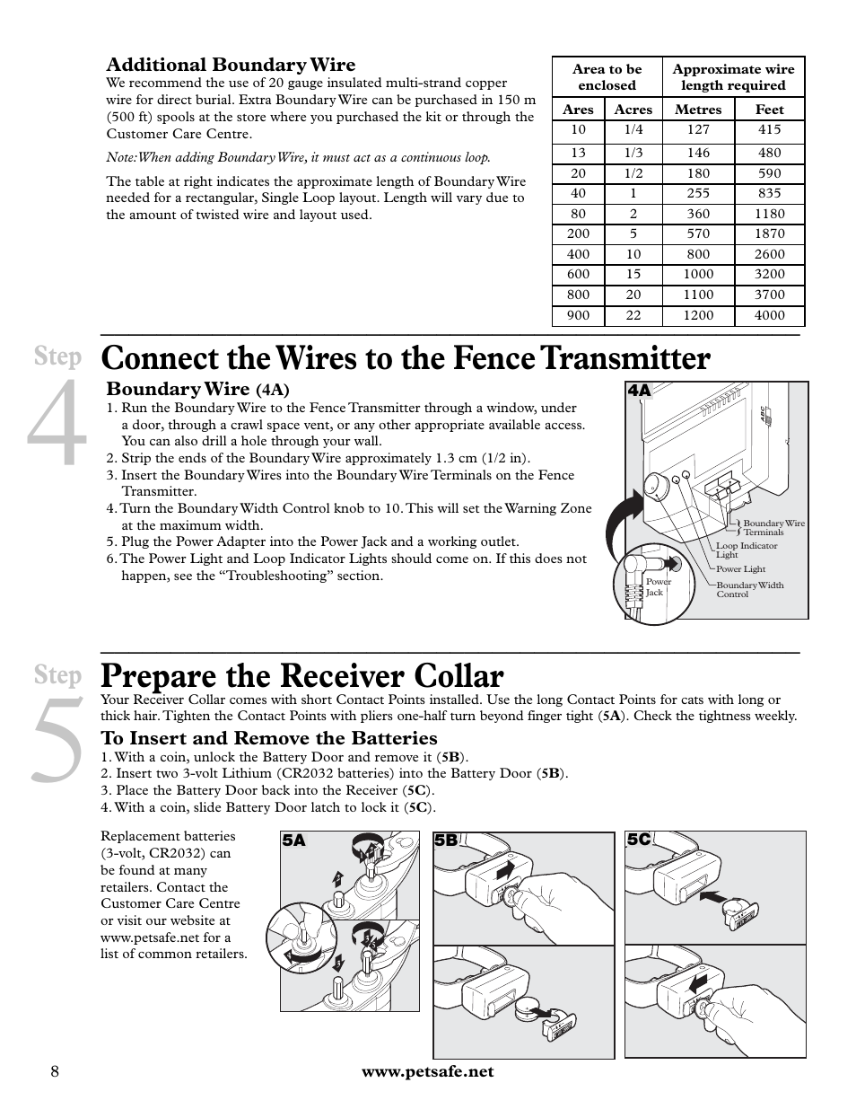 Connect the wires to the fence transmitter, Prepare the receiver collar, Step | Petsafe Deluxe In-Ground Cat Fence™ User Manual | Page 8 / 112