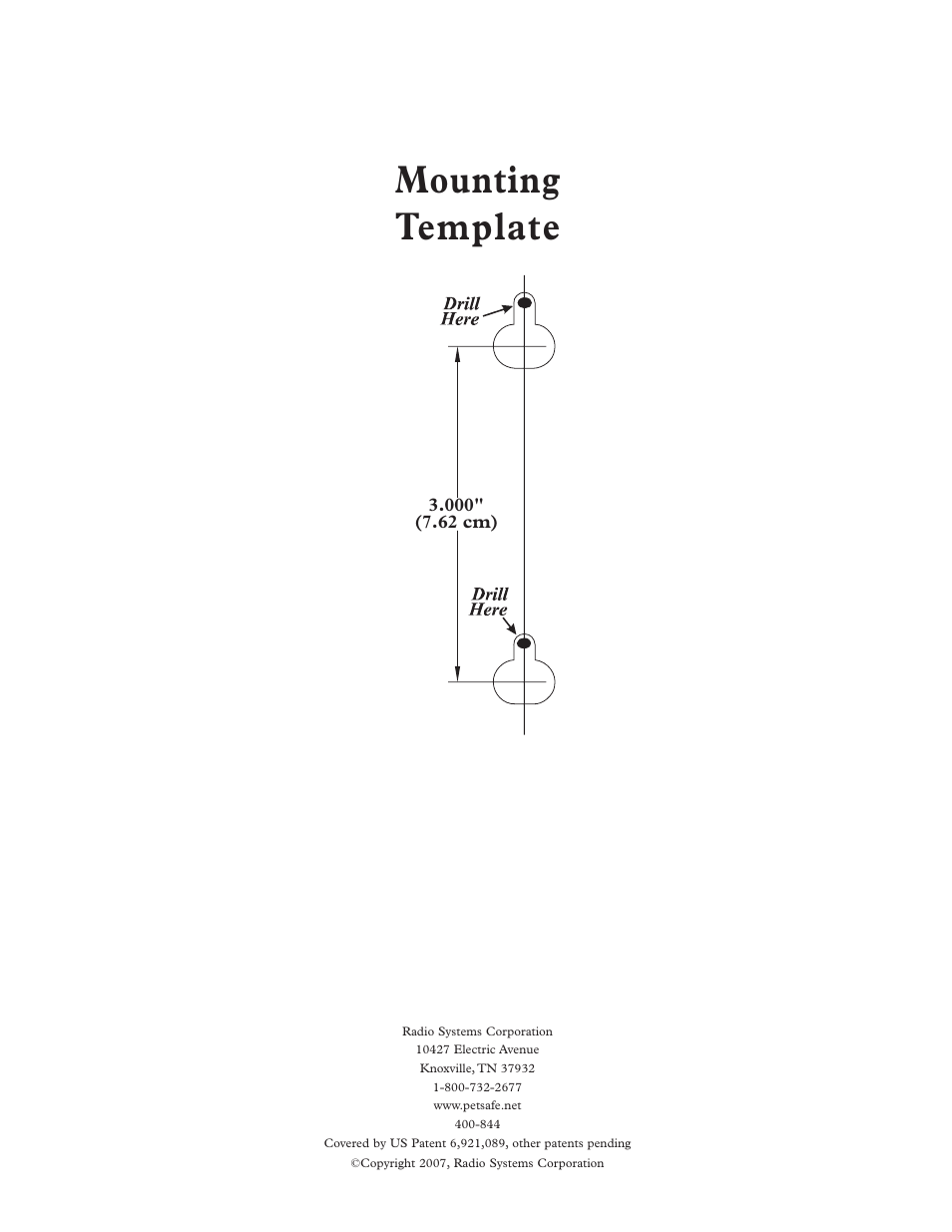 Mounting template | Petsafe Deluxe In-Ground Cat Fence™ User Manual | Page 24 / 24