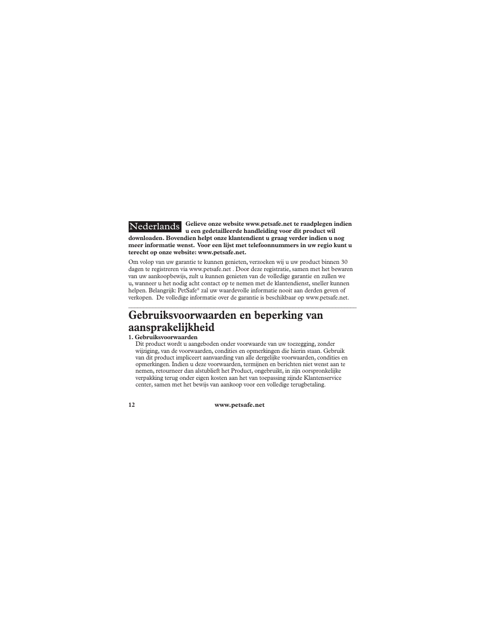 Nederlands | Petsafe Deluxe In-Ground Cat Fence™ Extra Receiver Collar User Manual | Page 12 / 32
