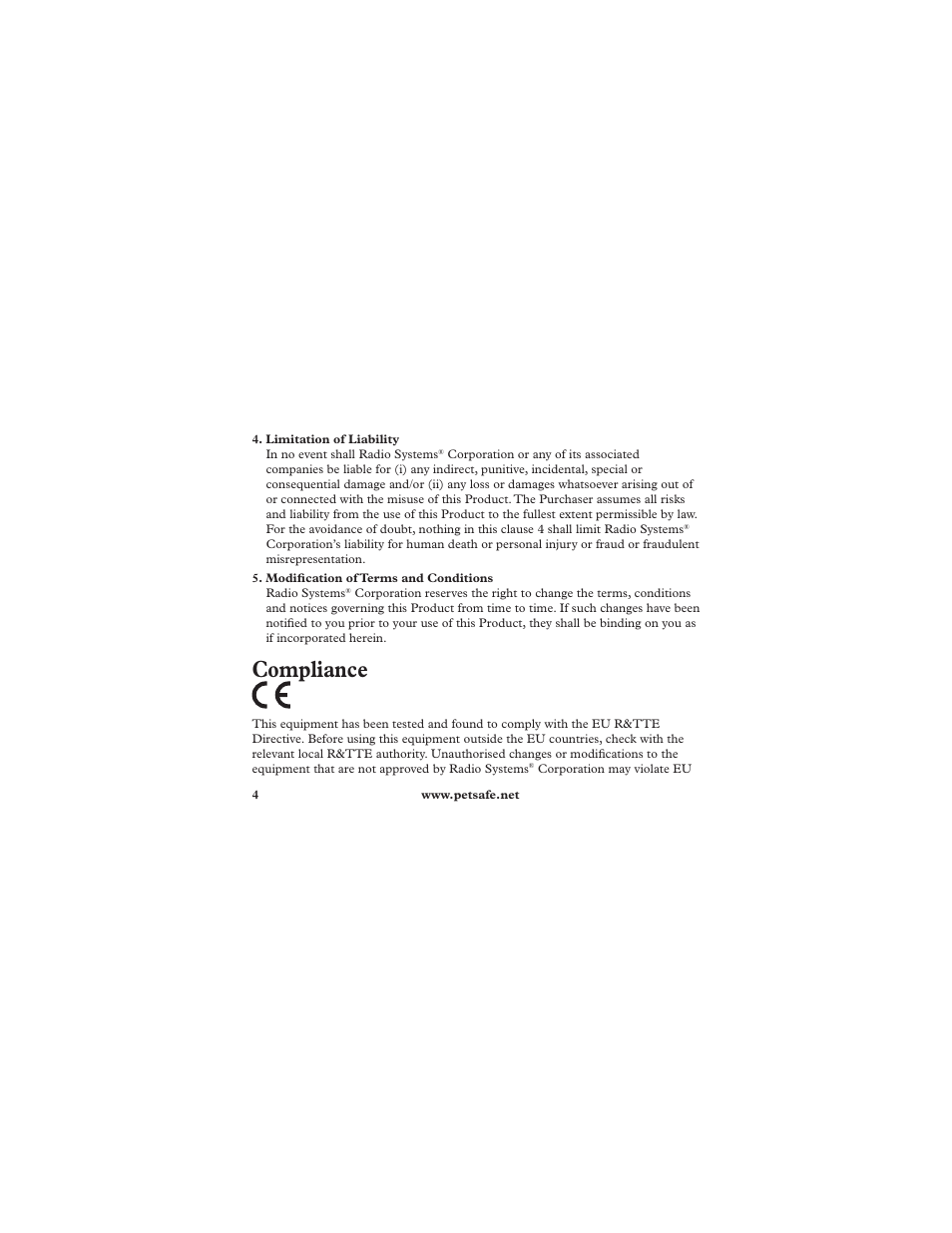 Compliance | Petsafe Deluxe In-Ground Cat Fence™ Extra Receiver Collar User Manual | Page 4 / 32