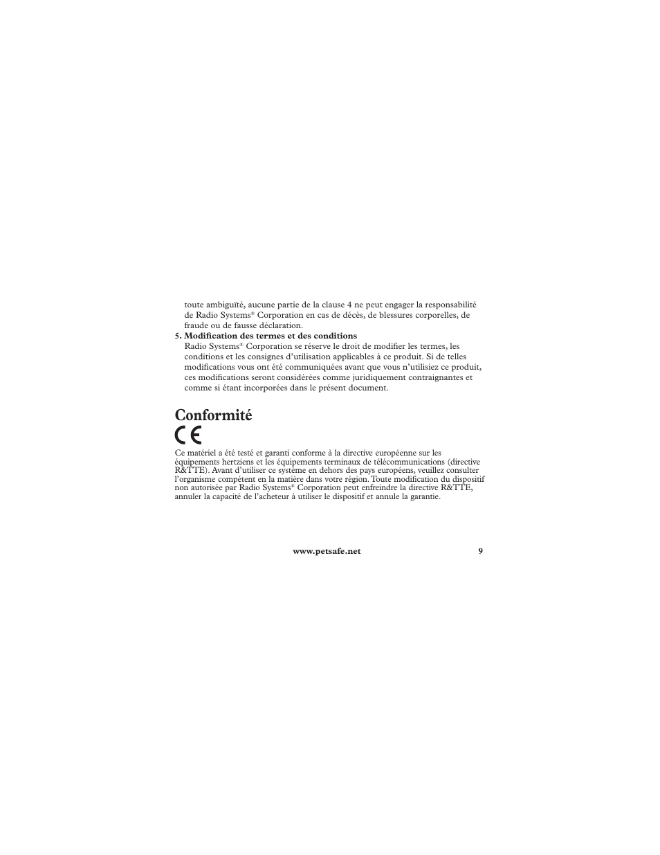 Conformité | Petsafe Deluxe In-Ground Cat Fence™ Extra Receiver Collar User Manual | Page 9 / 32