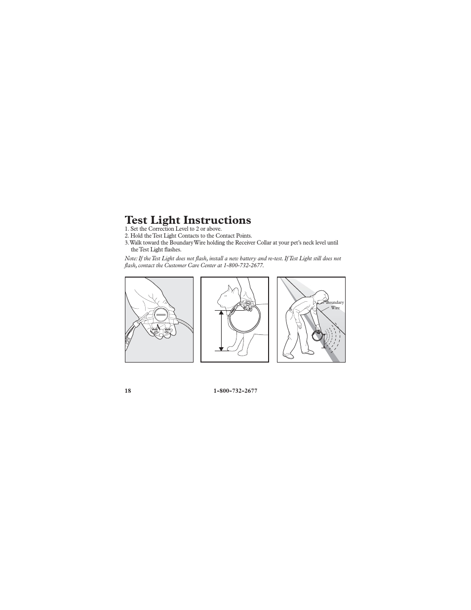 Test light instructions | Petsafe Deluxe In-Ground Cat Fence™ Extra Receiver Collar User Manual | Page 18 / 24