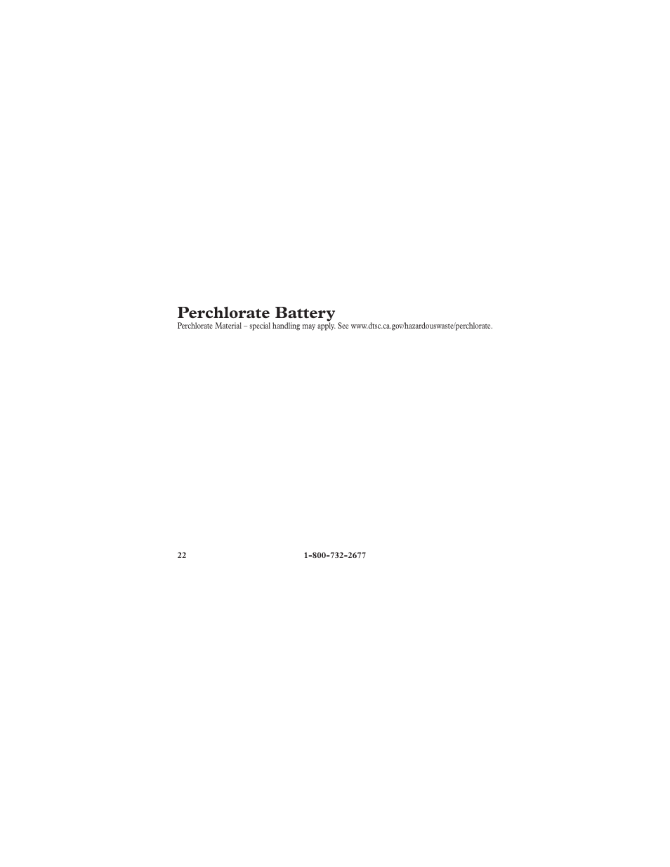Perchlorate battery | Petsafe Deluxe In-Ground Cat Fence™ Extra Receiver Collar User Manual | Page 22 / 24