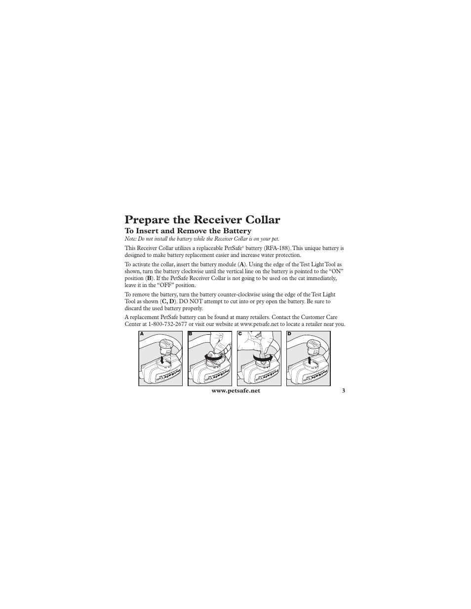 Prepare the receiver collar | Petsafe Deluxe In-Ground Cat Fence™ Extra Receiver Collar User Manual | Page 3 / 24