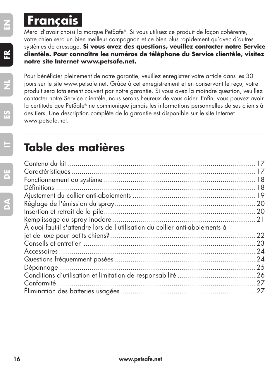 Petsafe Deluxe Little Dog Spray Bark Control User Manual | Page 16 / 96