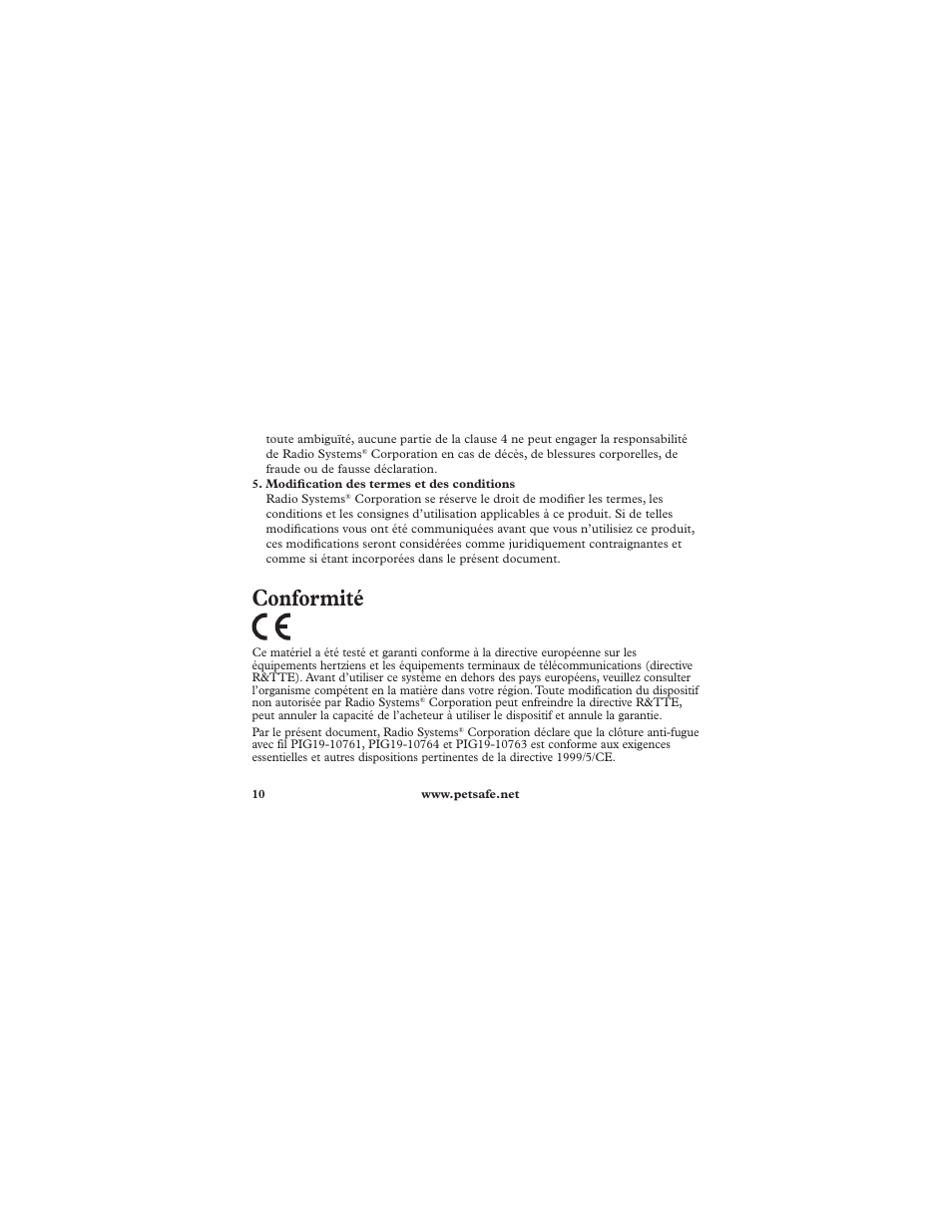 Conformité | Petsafe Deluxe Ultralight™ Add-A-Dog® Extra Receiver Collar User Manual | Page 10 / 40