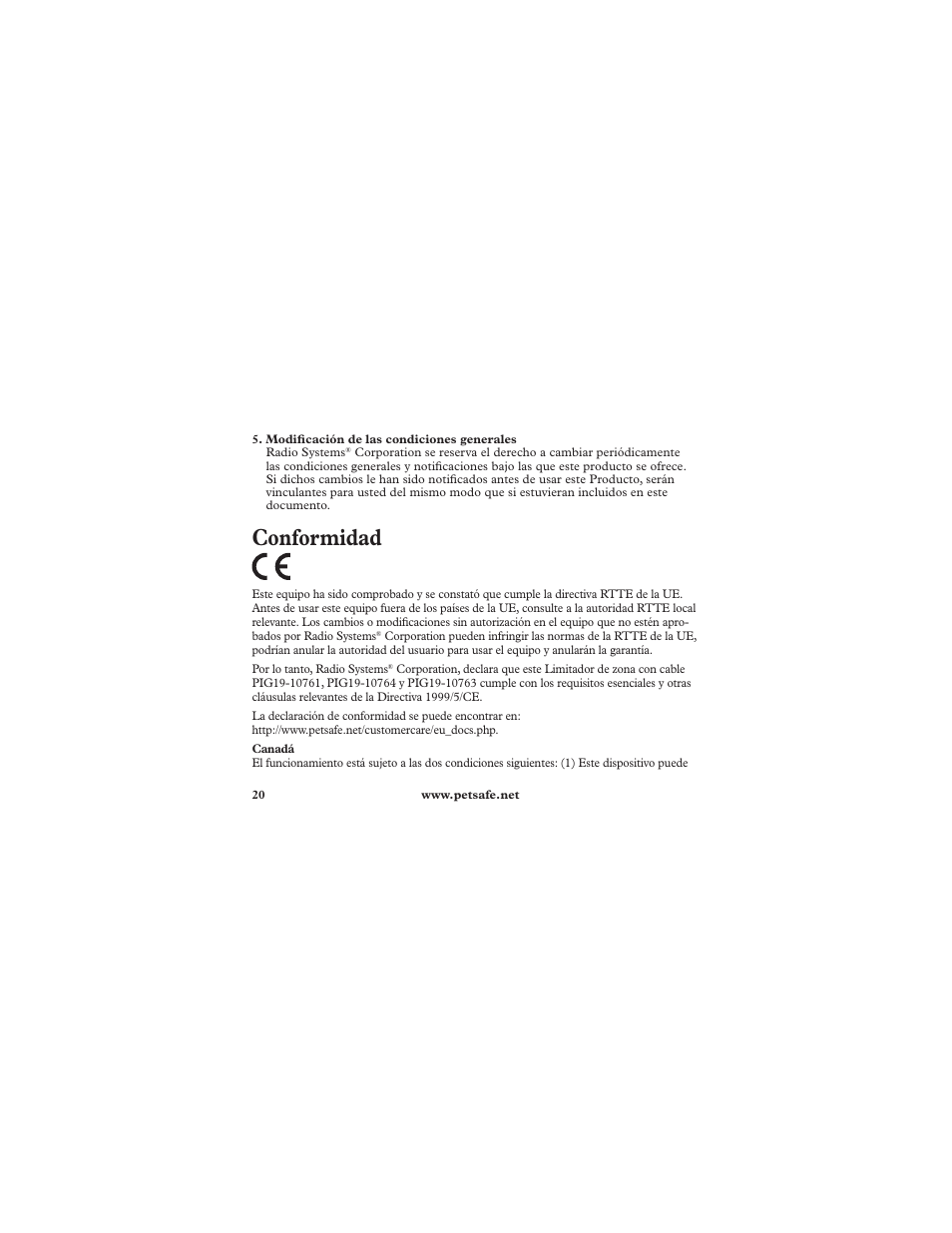 Conformidad | Petsafe Deluxe Ultralight™ Add-A-Dog® Extra Receiver Collar User Manual | Page 20 / 40
