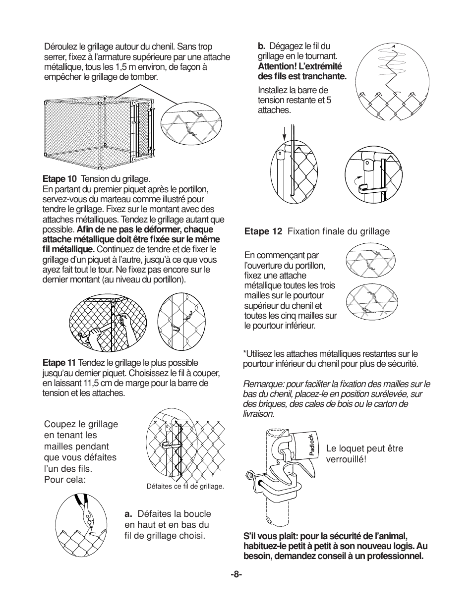 Petsafe DIY Box Kennel - 2.29 m (W) x 2.29 m (D) x 1.82 m (H) User Manual | Page 8 / 12
