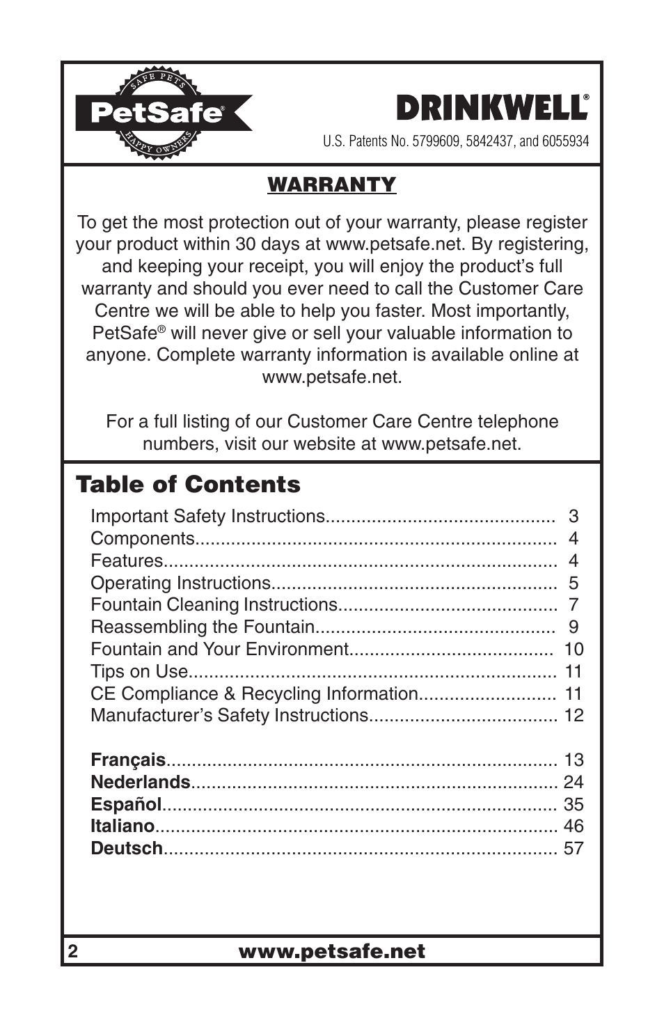 Petsafe Drinkwell® Big Dog Pet Fountain User Manual | Page 2 / 67