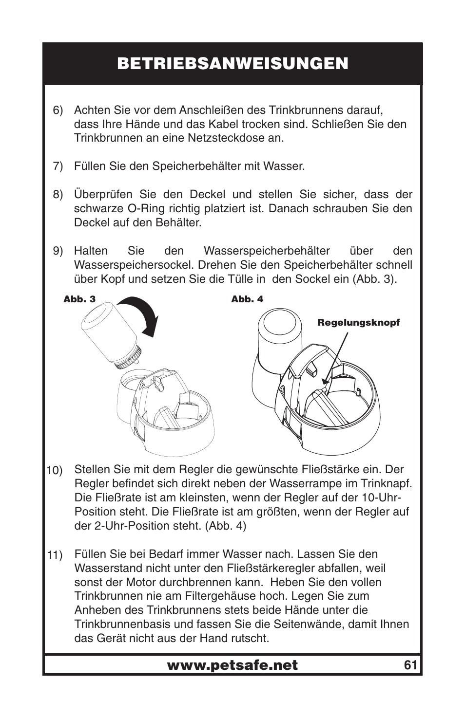 Betriebsanweisungen | Petsafe Drinkwell® Big Dog Pet Fountain User Manual | Page 61 / 67