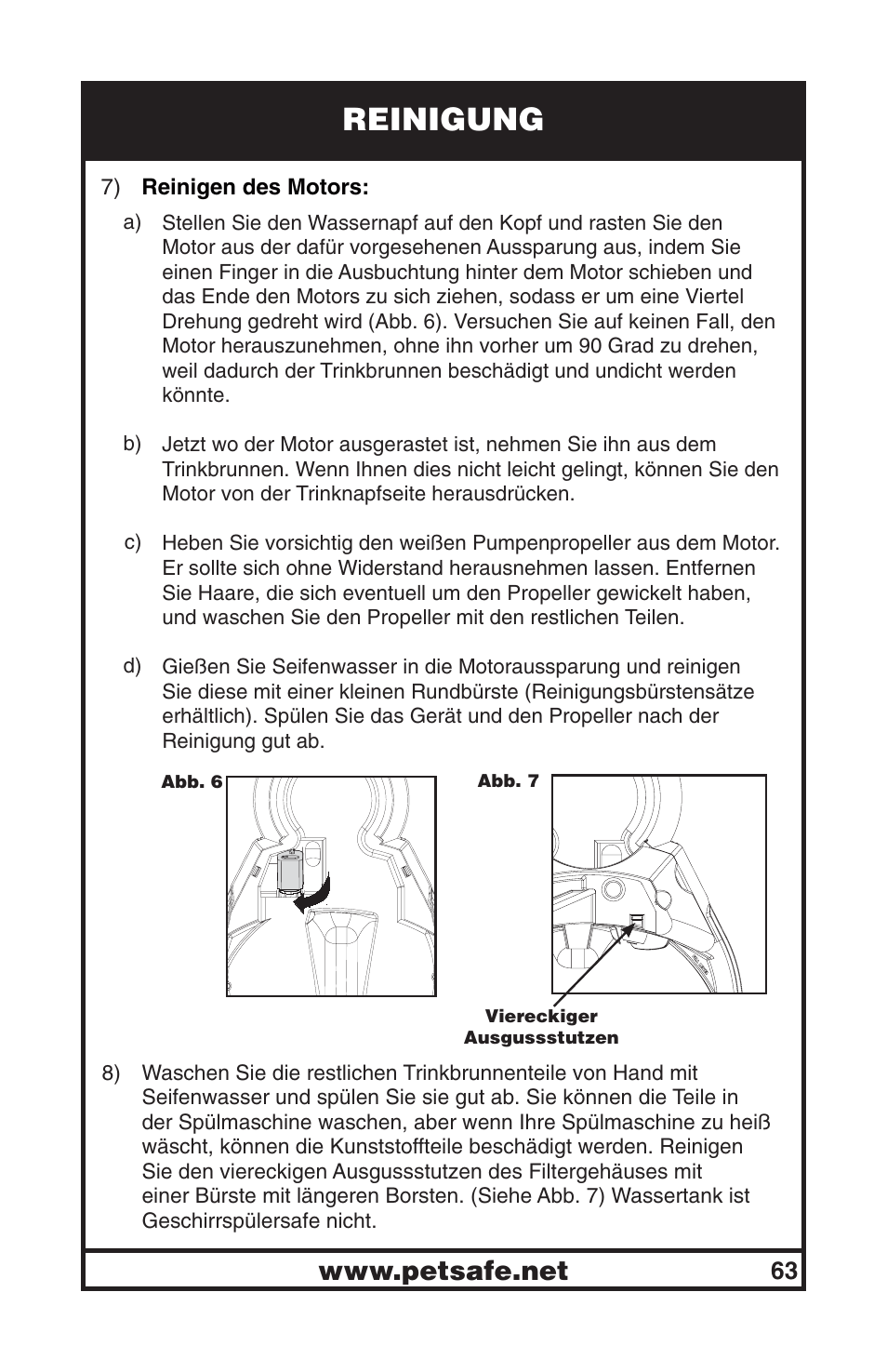 Reinigung | Petsafe Drinkwell® Big Dog Pet Fountain User Manual | Page 63 / 67