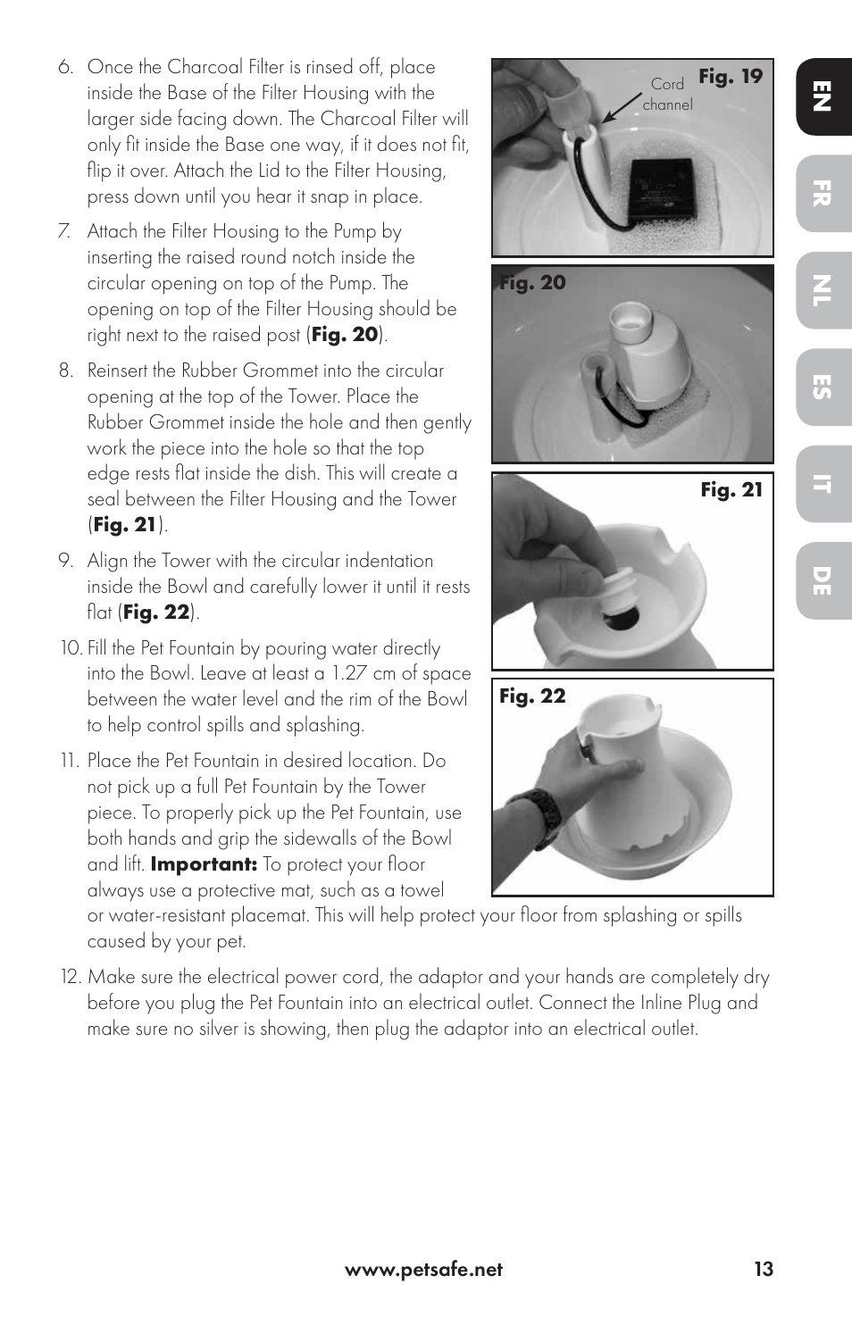 Fr it nl de en es | Petsafe Drinkwell® Ceramic Avalon Pet Fountain User Manual | Page 13 / 96