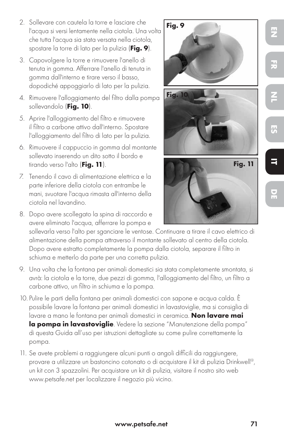 Fr it nl de en es | Petsafe Drinkwell® Ceramic Avalon Pet Fountain User Manual | Page 71 / 96