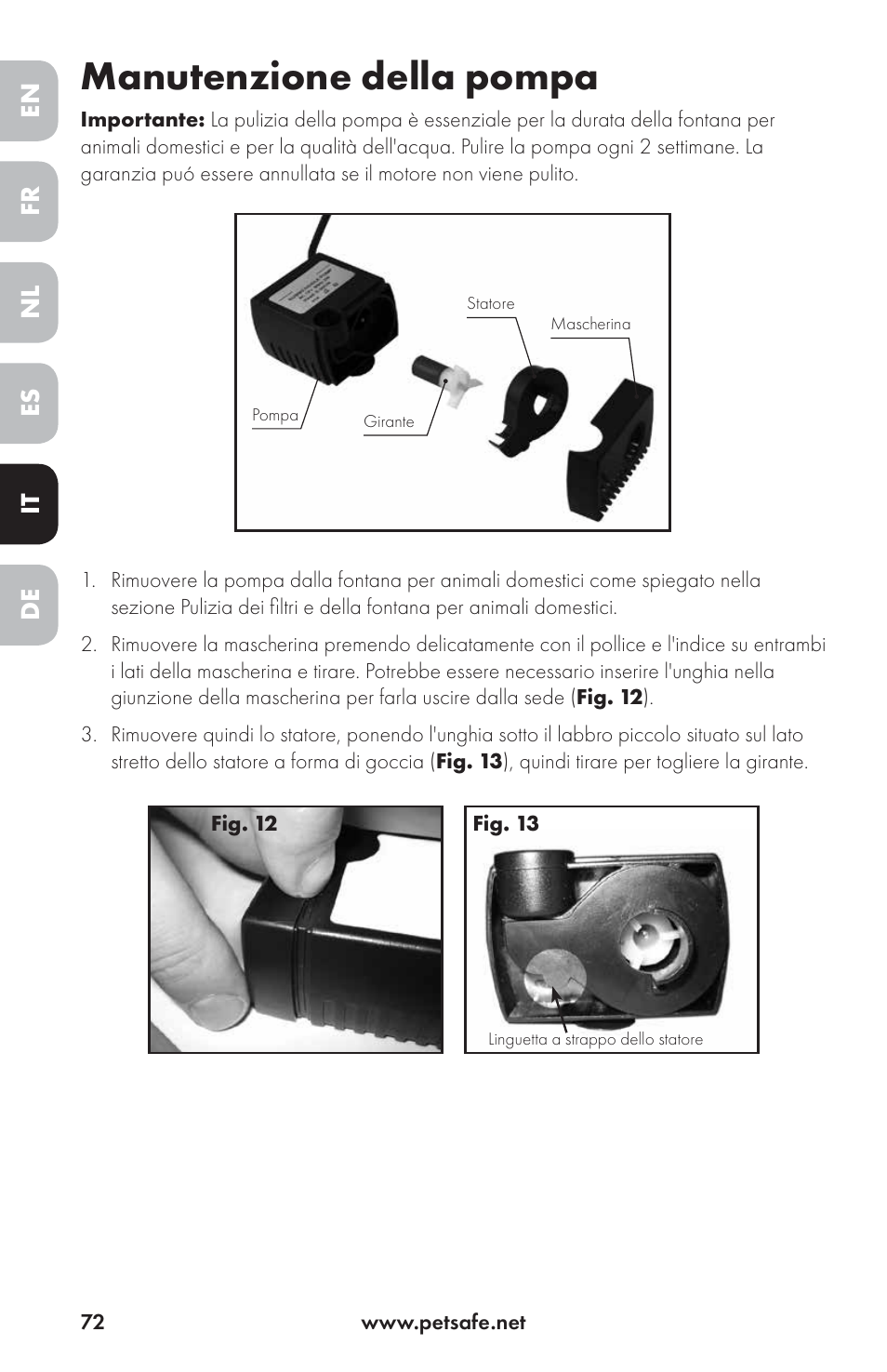 Manutenzione della pompa | Petsafe Drinkwell® Ceramic Avalon Pet Fountain User Manual | Page 72 / 96