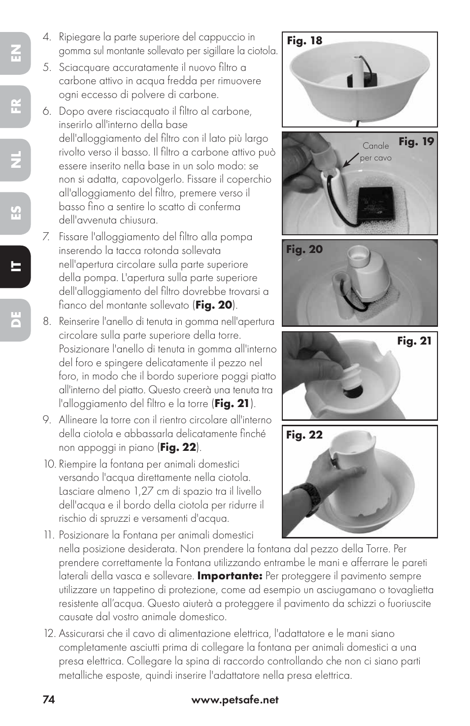 En es fr it nl de | Petsafe Drinkwell® Ceramic Avalon Pet Fountain User Manual | Page 74 / 96