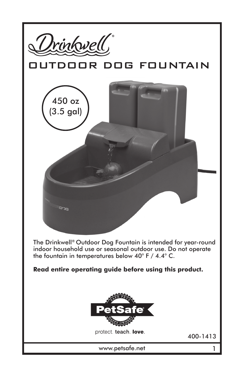 Petsafe Drinkwell® Outdoor Dog Fountain User Manual | 16 pages