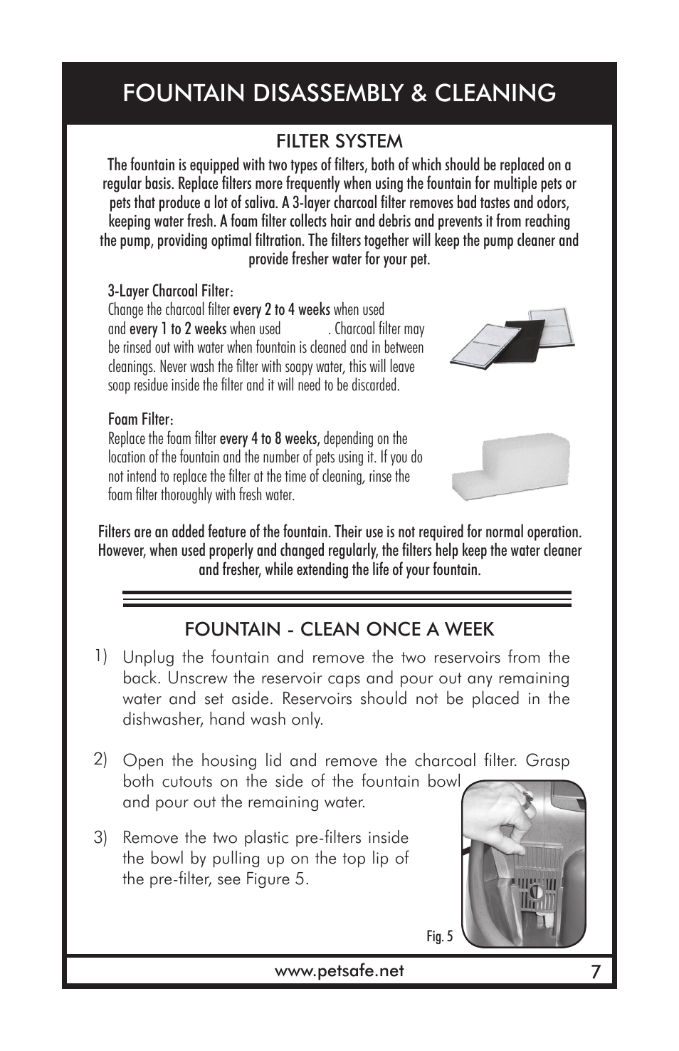 Fountain disassembly & cleaning | Petsafe Drinkwell® Outdoor Dog Fountain User Manual | Page 7 / 16