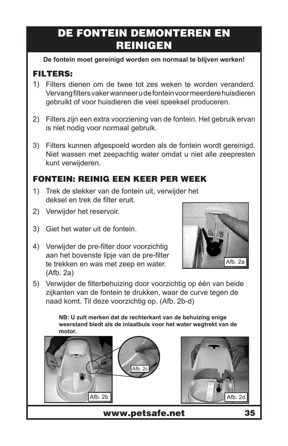 De fontein demonteren en reinigen | Petsafe Drinkwell® Platinum Pet Fountain User Manual | Page 35 / 85