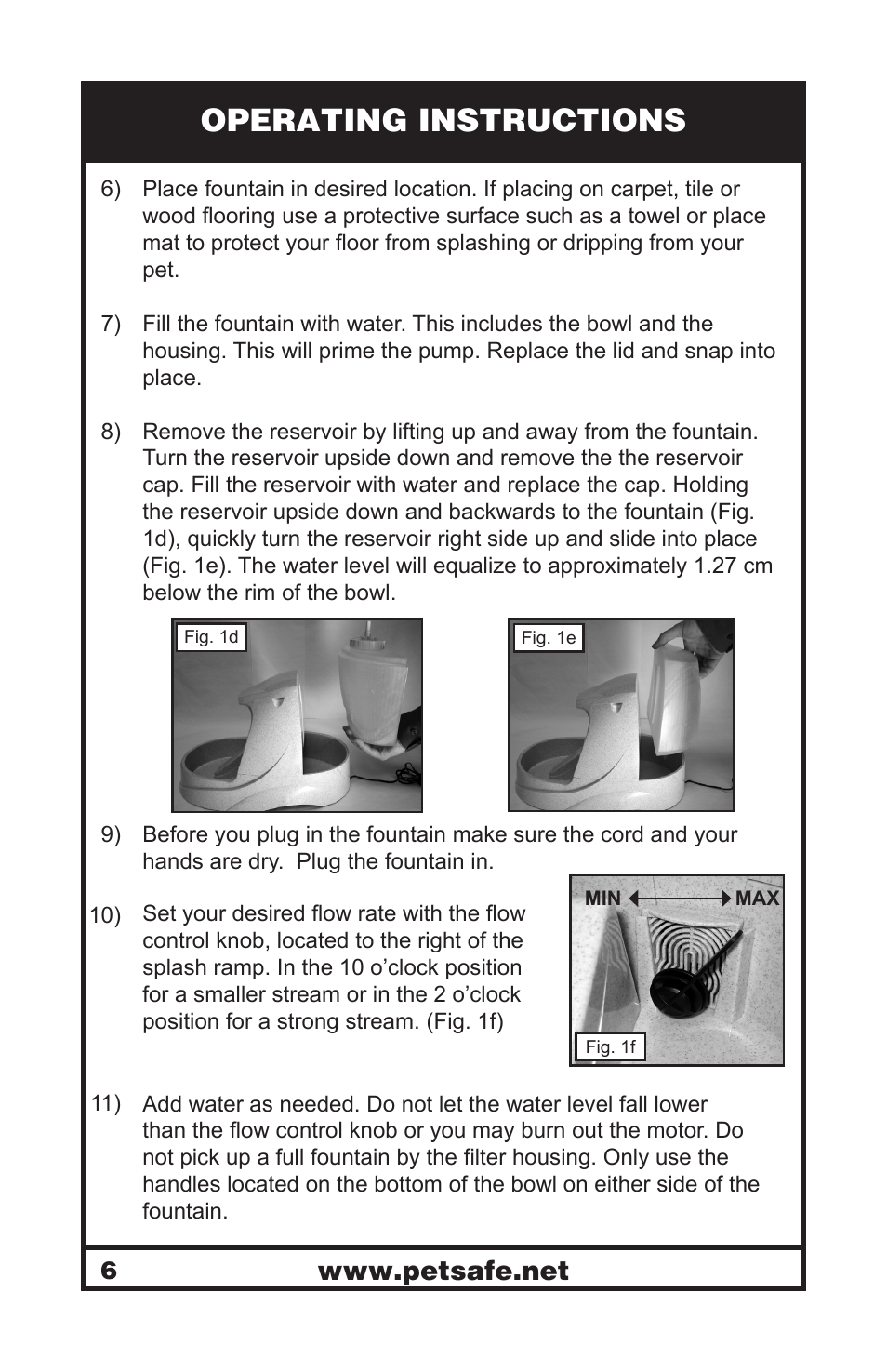 Operating instructions | Petsafe Drinkwell® Platinum Pet Fountain User Manual | Page 6 / 85