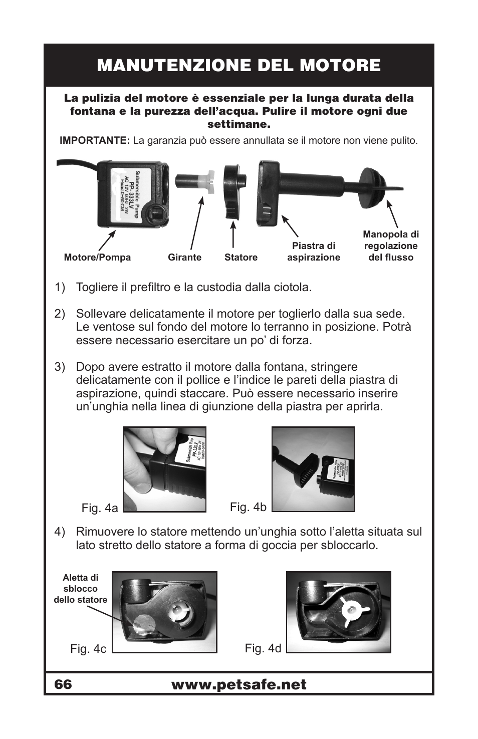 Manutenzione del motore | Petsafe Drinkwell® Platinum Pet Fountain User Manual | Page 66 / 85