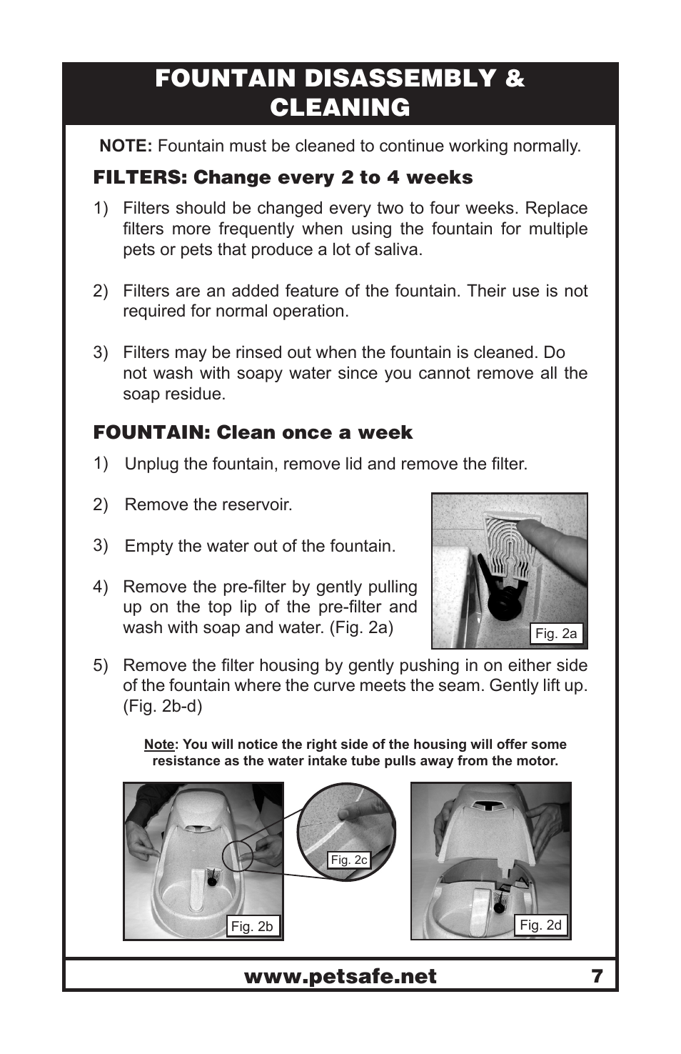 Fountain disassembly & cleaning | Petsafe Drinkwell® Platinum Pet Fountain User Manual | Page 7 / 85