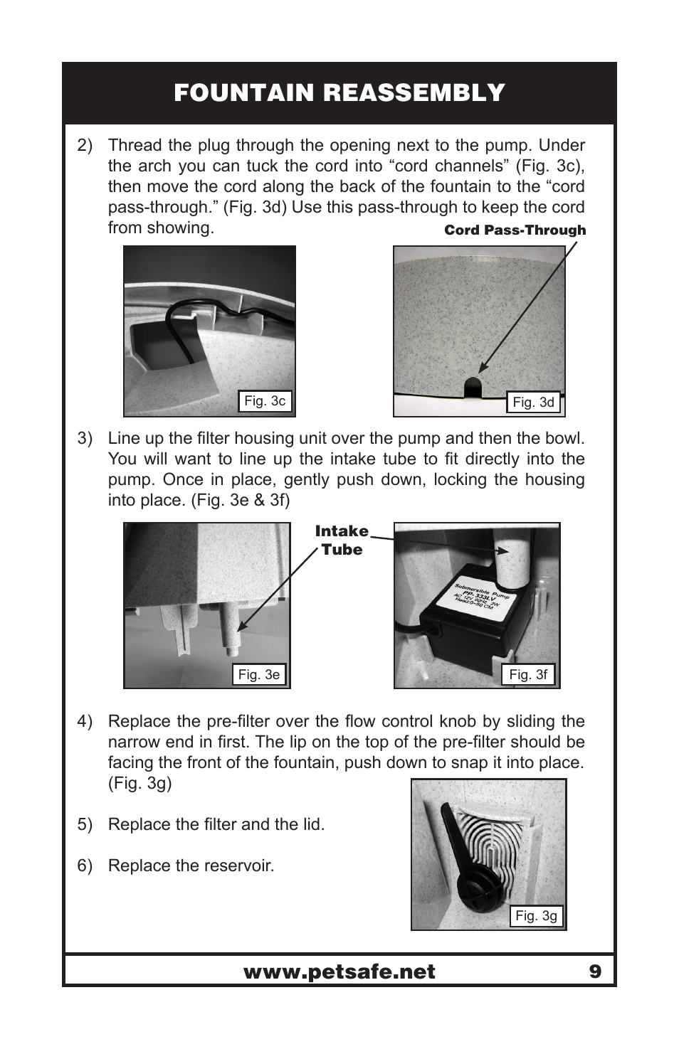 Fountain reassembly | Petsafe Drinkwell® Platinum Pet Fountain User Manual | Page 9 / 85