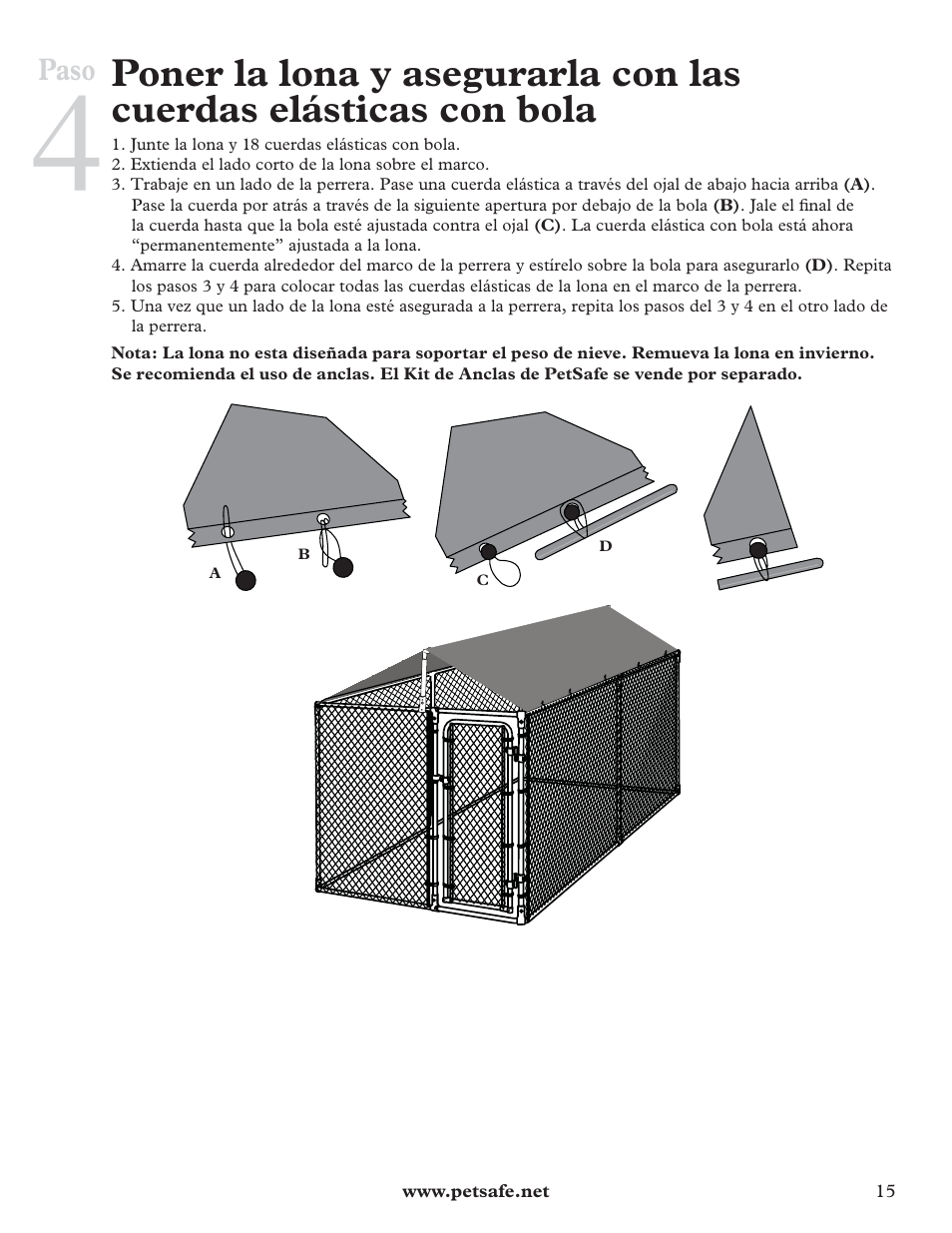 Paso | Petsafe E-Z Roof™ - 7.5’ x 13’ User Manual | Page 15 / 16