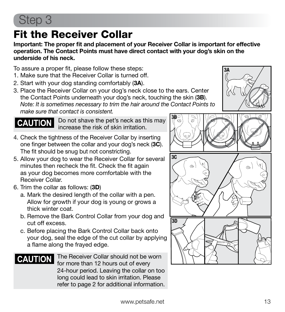 Step 3, Fit the receiver collar | Petsafe Elite Big Dog Add-A-Dog® Extra Receiver Collar User Manual | Page 13 / 29