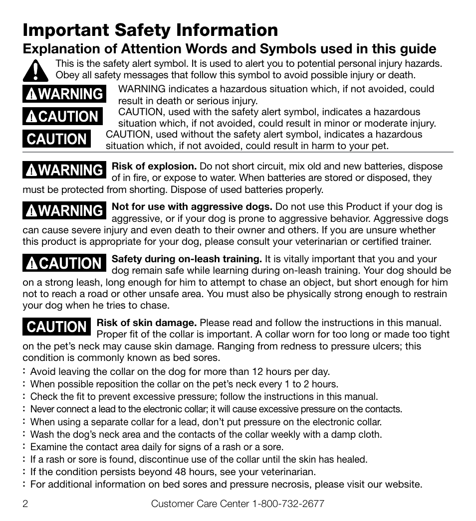 Important safety information | Petsafe Elite Big Dog Add-A-Dog® Extra Receiver Collar User Manual | Page 2 / 29