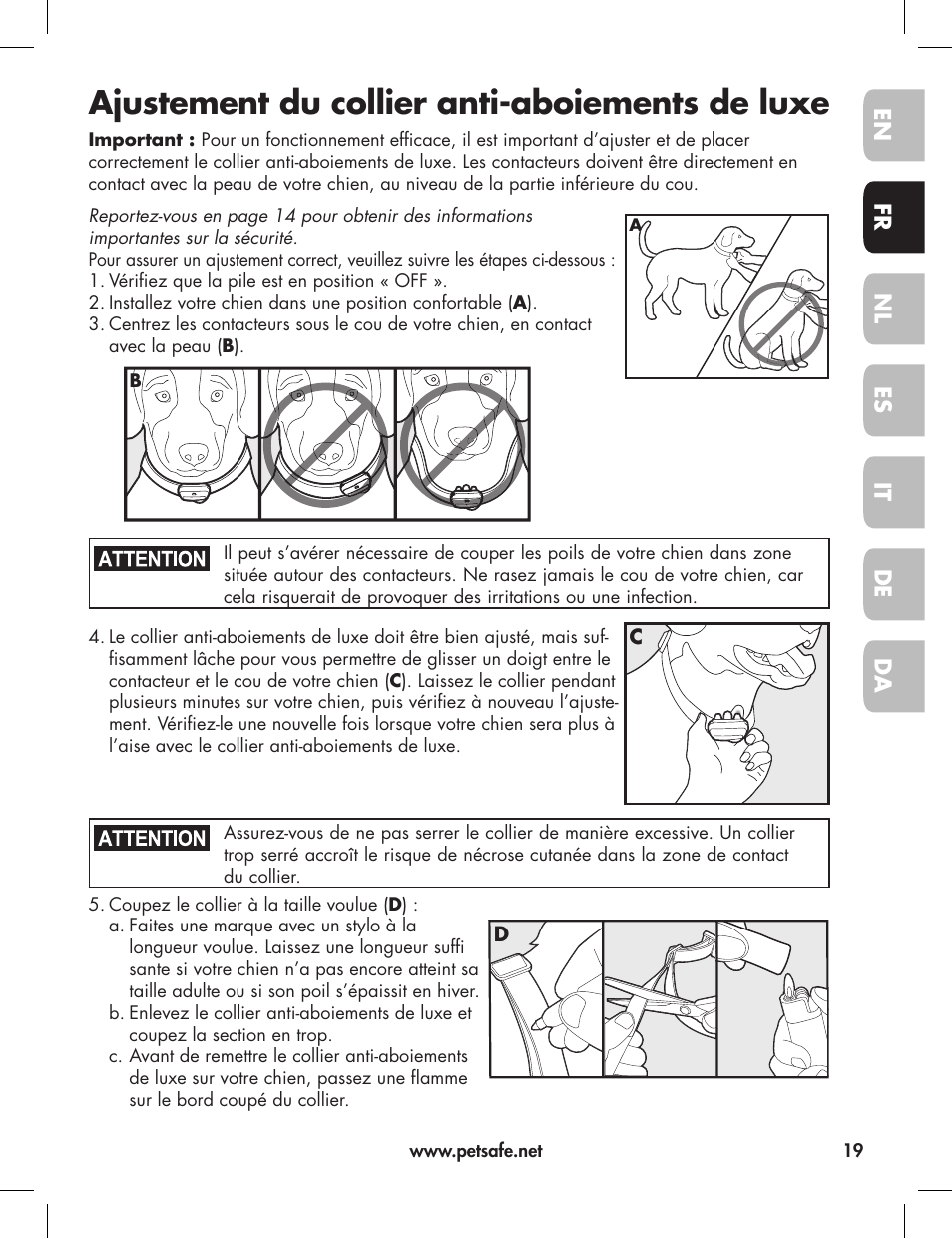 Ajustement du collier anti-aboiements de luxe | Petsafe Elite Big Dog Bark Control User Manual | Page 19 / 88
