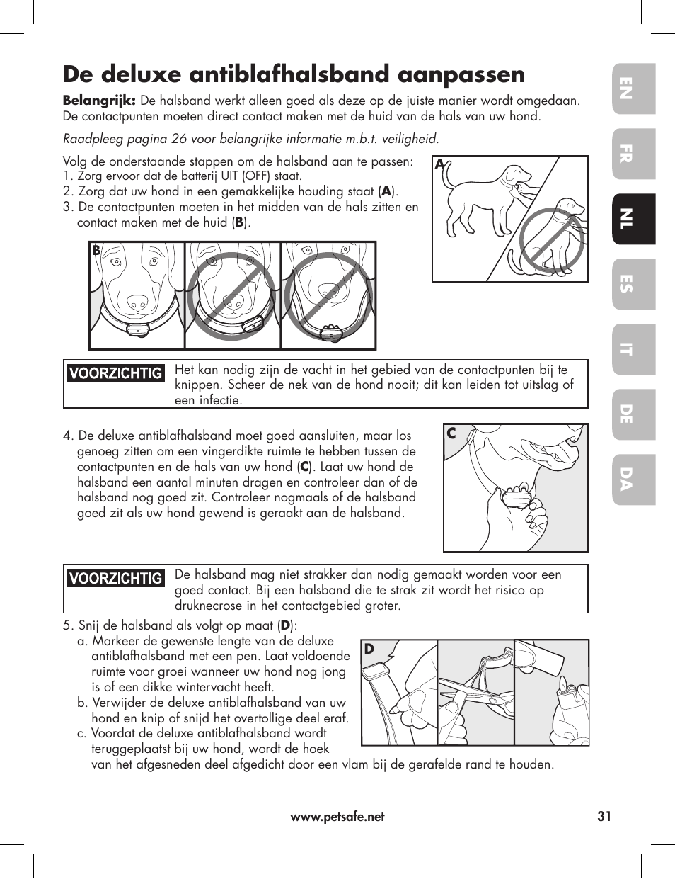 De deluxe antiblafhalsband aanpassen | Petsafe Elite Big Dog Bark Control User Manual | Page 31 / 88