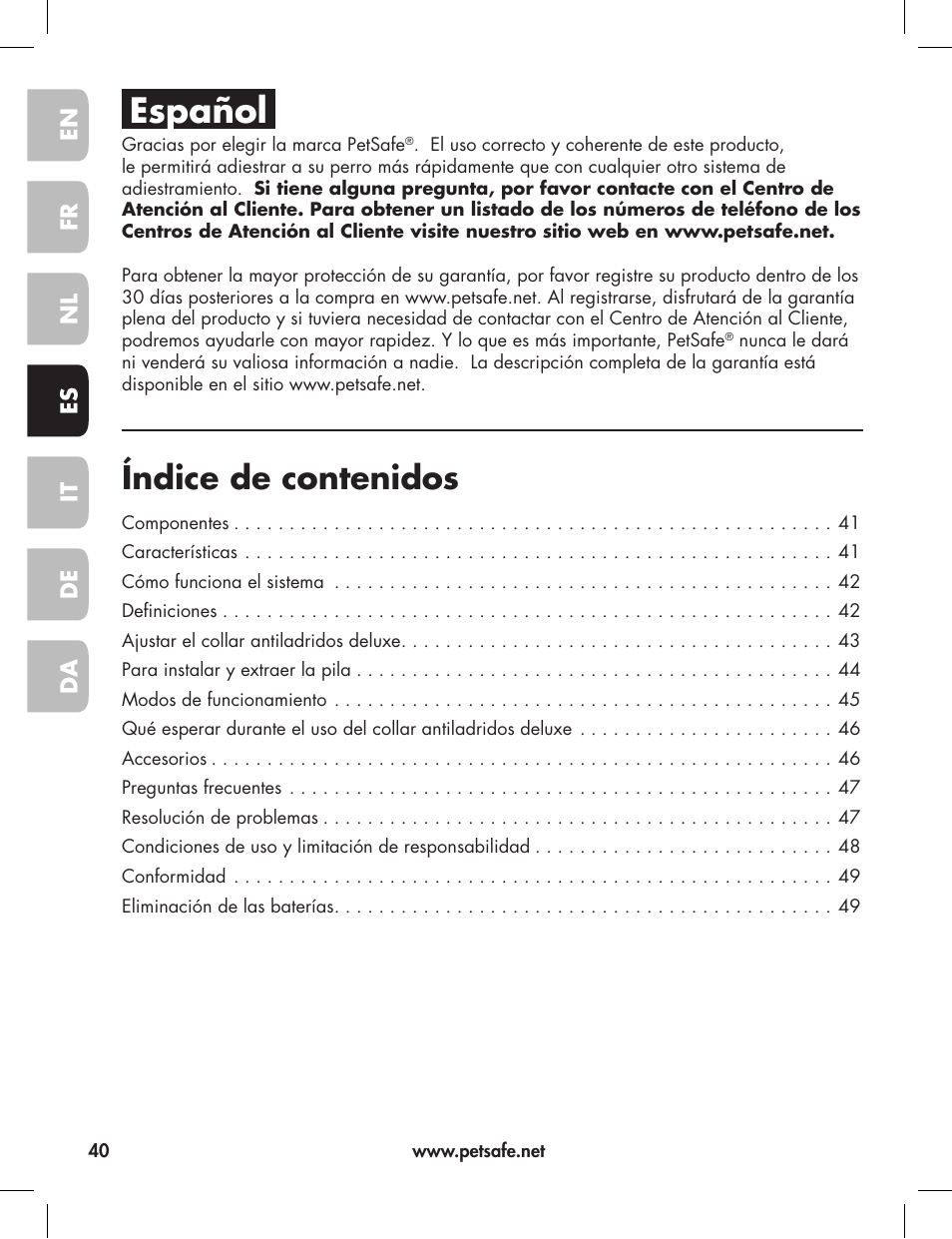 Petsafe Elite Big Dog Bark Control User Manual | Page 40 / 88