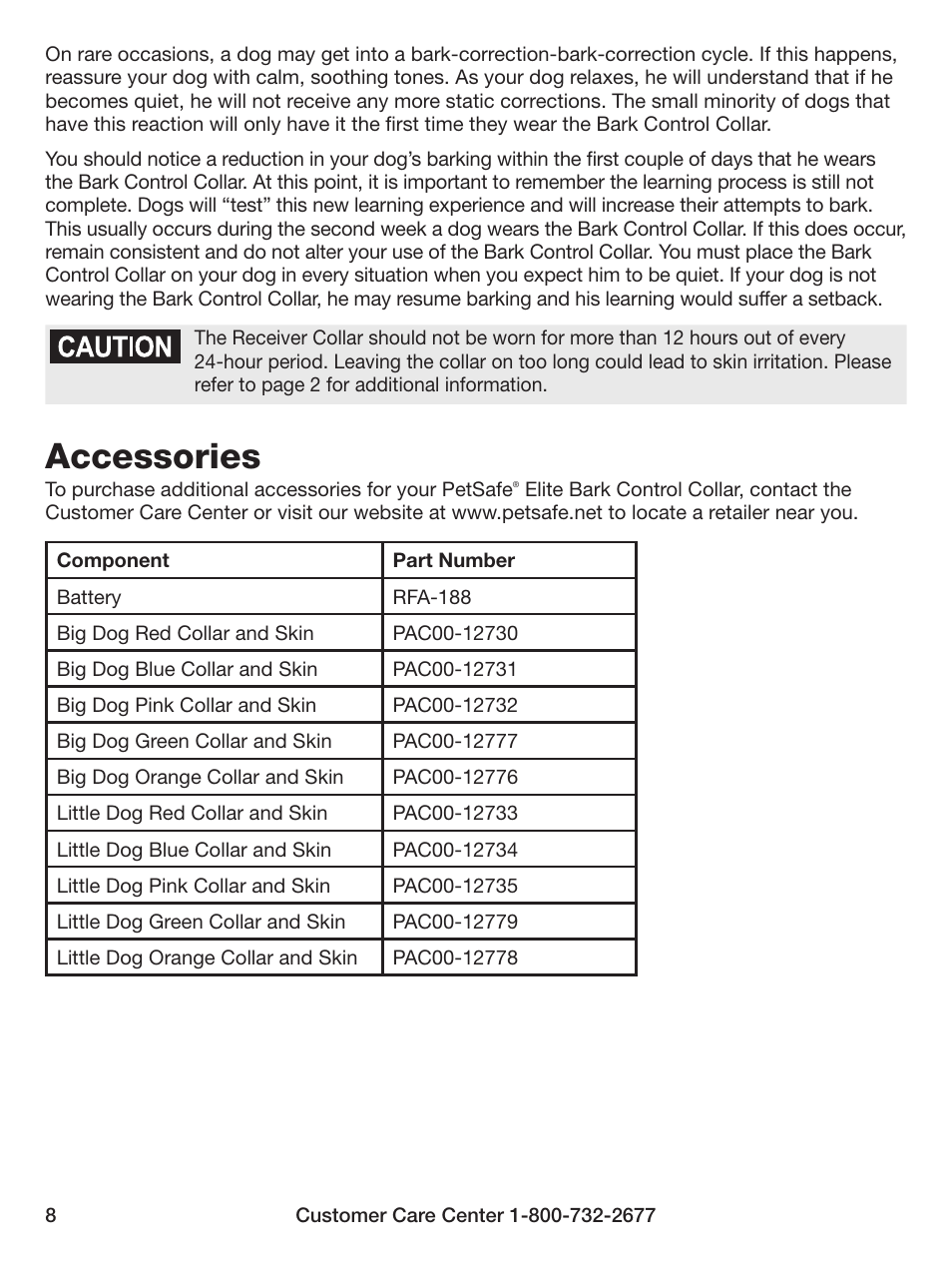 Accessories | Petsafe Elite Big Dog Bark Control User Manual | Page 8 / 12