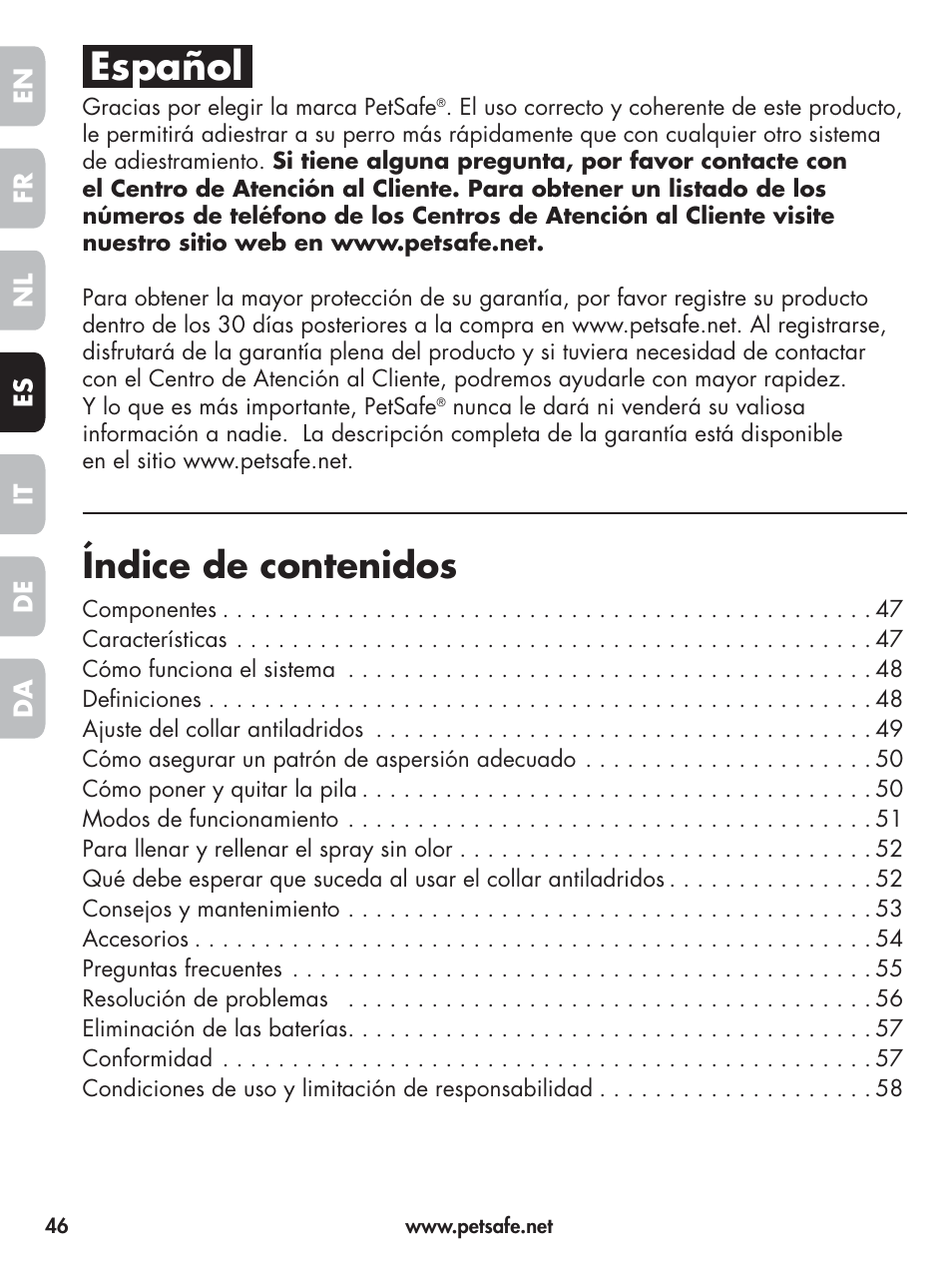 Petsafe Elite Big Dog Spray Bark Control User Manual | Page 46 / 102