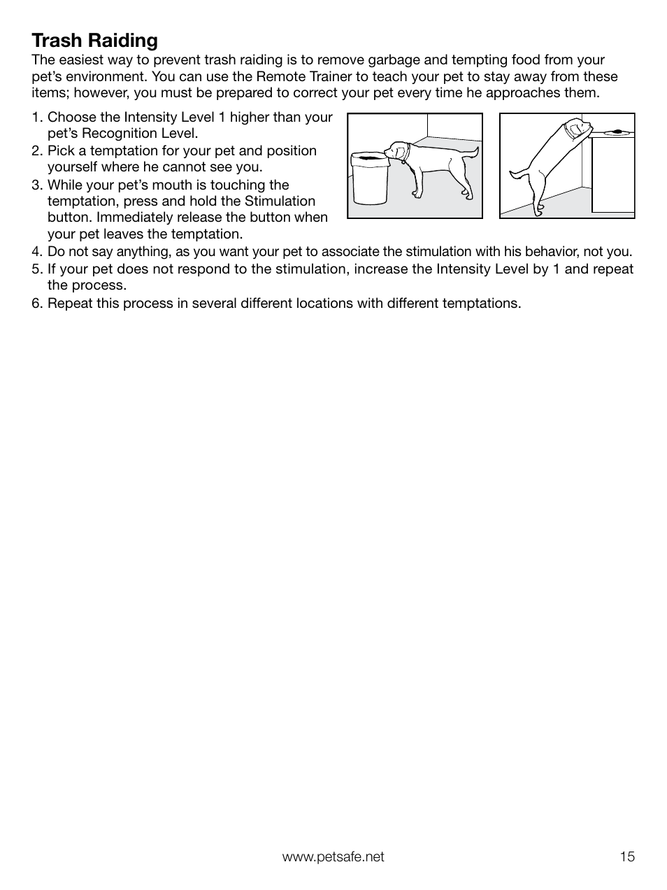 Trash raiding | Petsafe Elite Pendant™ Remote Trainer User Manual | Page 15 / 28
