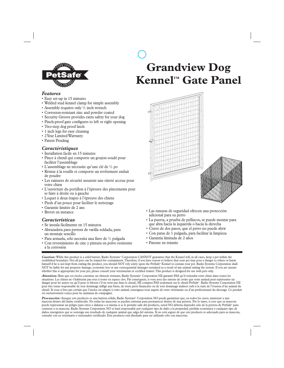 Petsafe Grandview Dog Kennel Gate User Manual | 2 pages