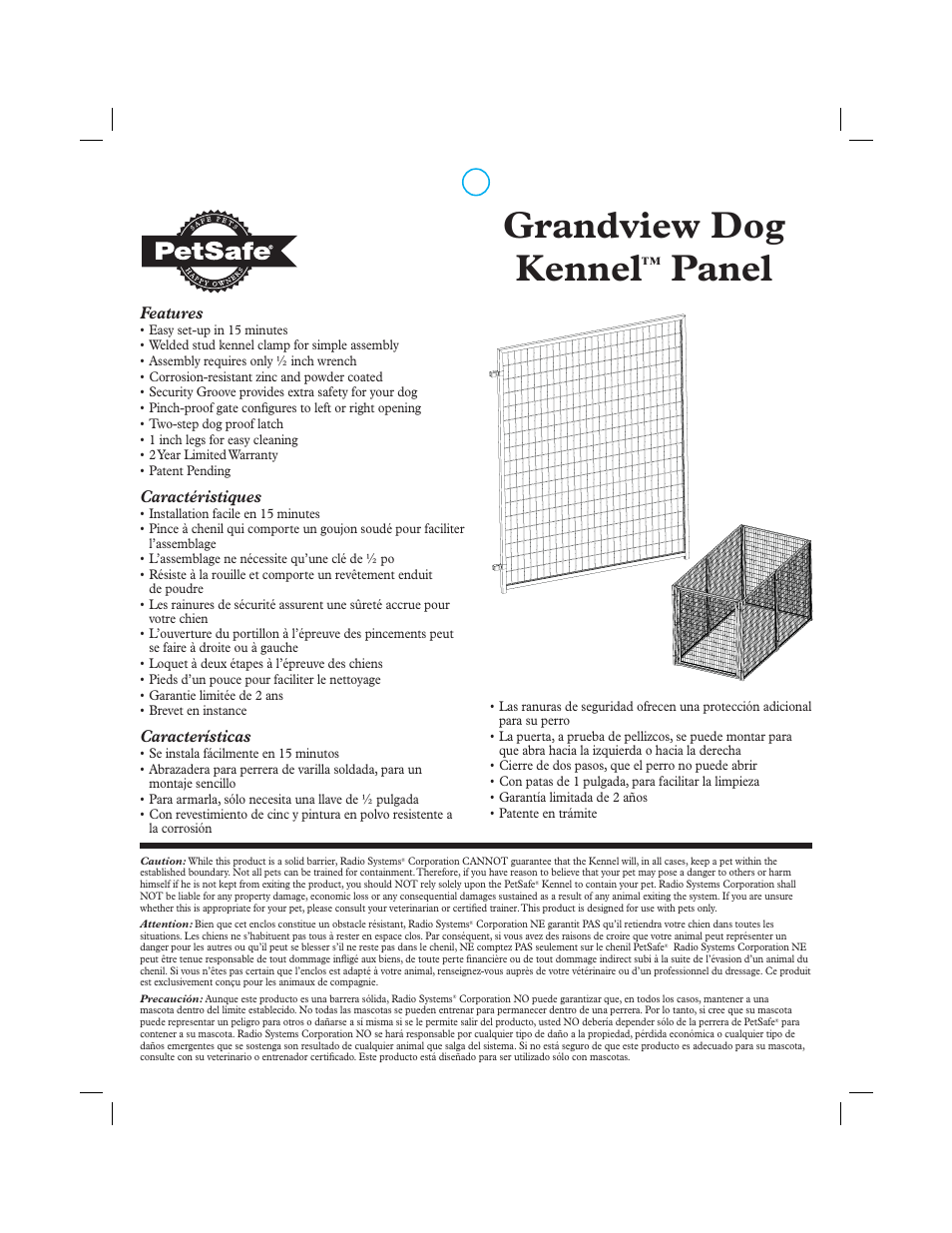 Petsafe Grandview Dog Kennel Panel User Manual | 2 pages